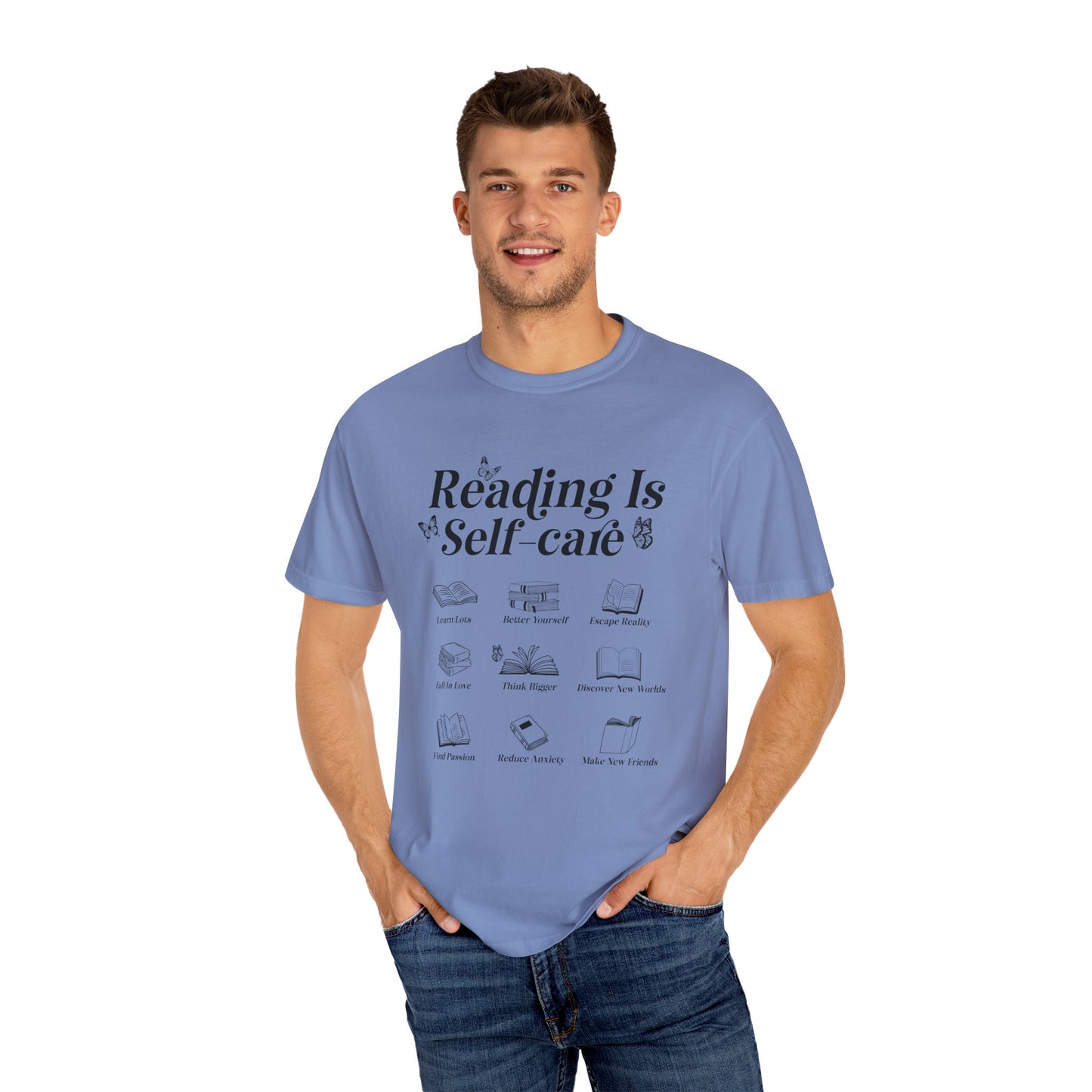Book Lover Tee, Relaxation Vibes Shirt, Mindfulness Gift, Cozy Reading Top - PopCultureByDesign36