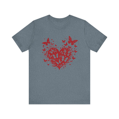Butterfly Heart Valentines Day Shirt, Butterfly Valentine Tee, Cute Heart T-Shirt - PopCultureByDesign36