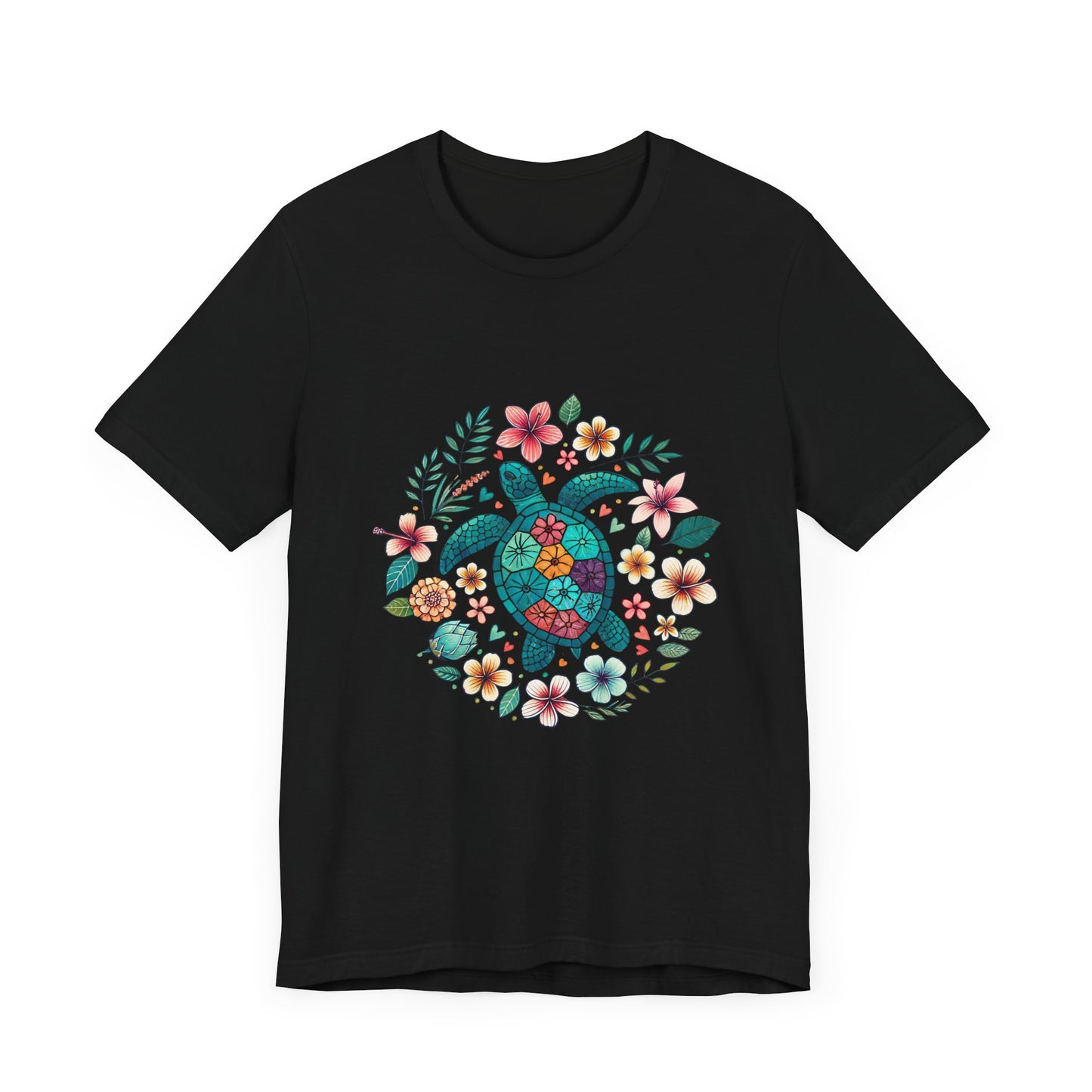 Turtle Ocean Sun T-Shirt, Floral Turtle Shirt, Boho Beach Tshirt - PopCultureByDesign36