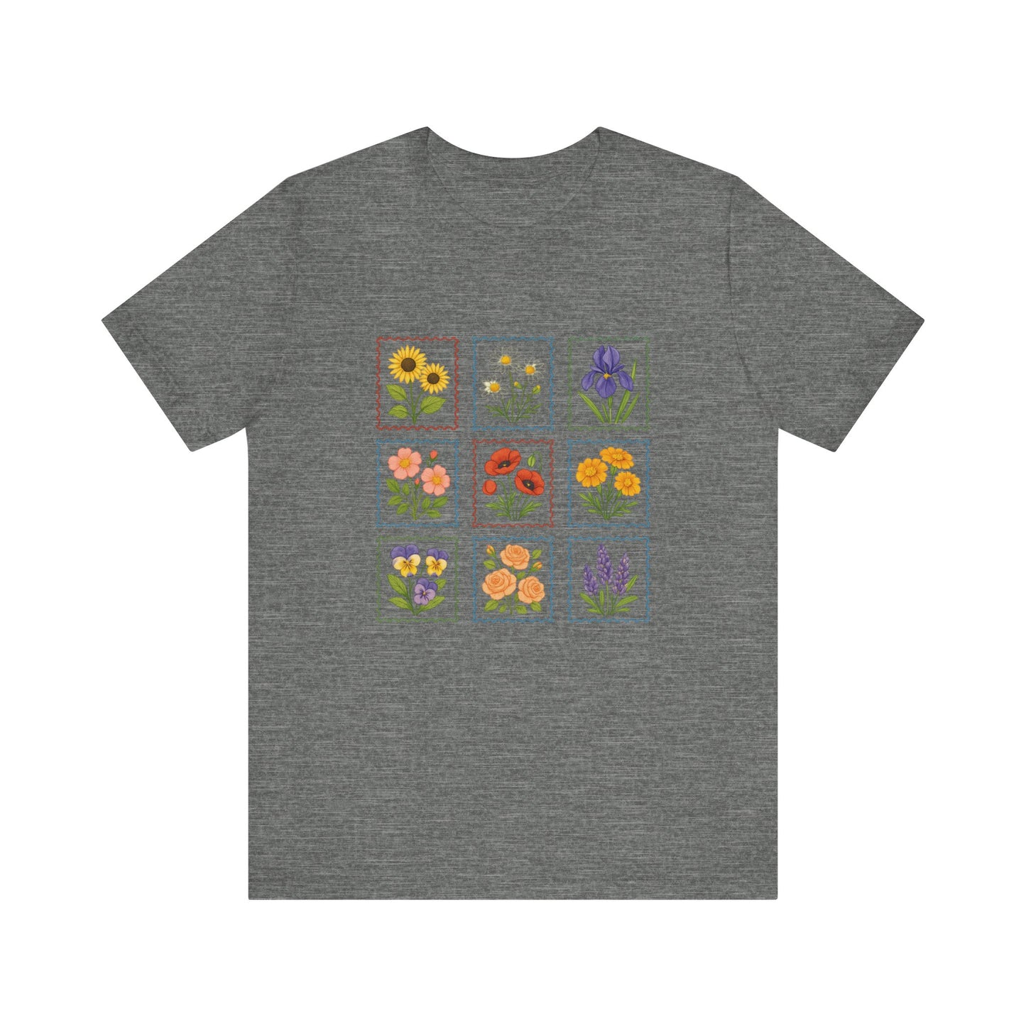 Summer Flower Stamp Tshirt, Vintage Postage Stamp Shirt, Aesthetic Summer Tee - PopCultureByDesign36
