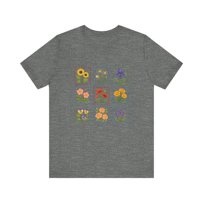 Summer Flower Stamp Tshirt, Vintage Postage Stamp Shirt, Aesthetic Summer Tee - PopCultureByDesign36