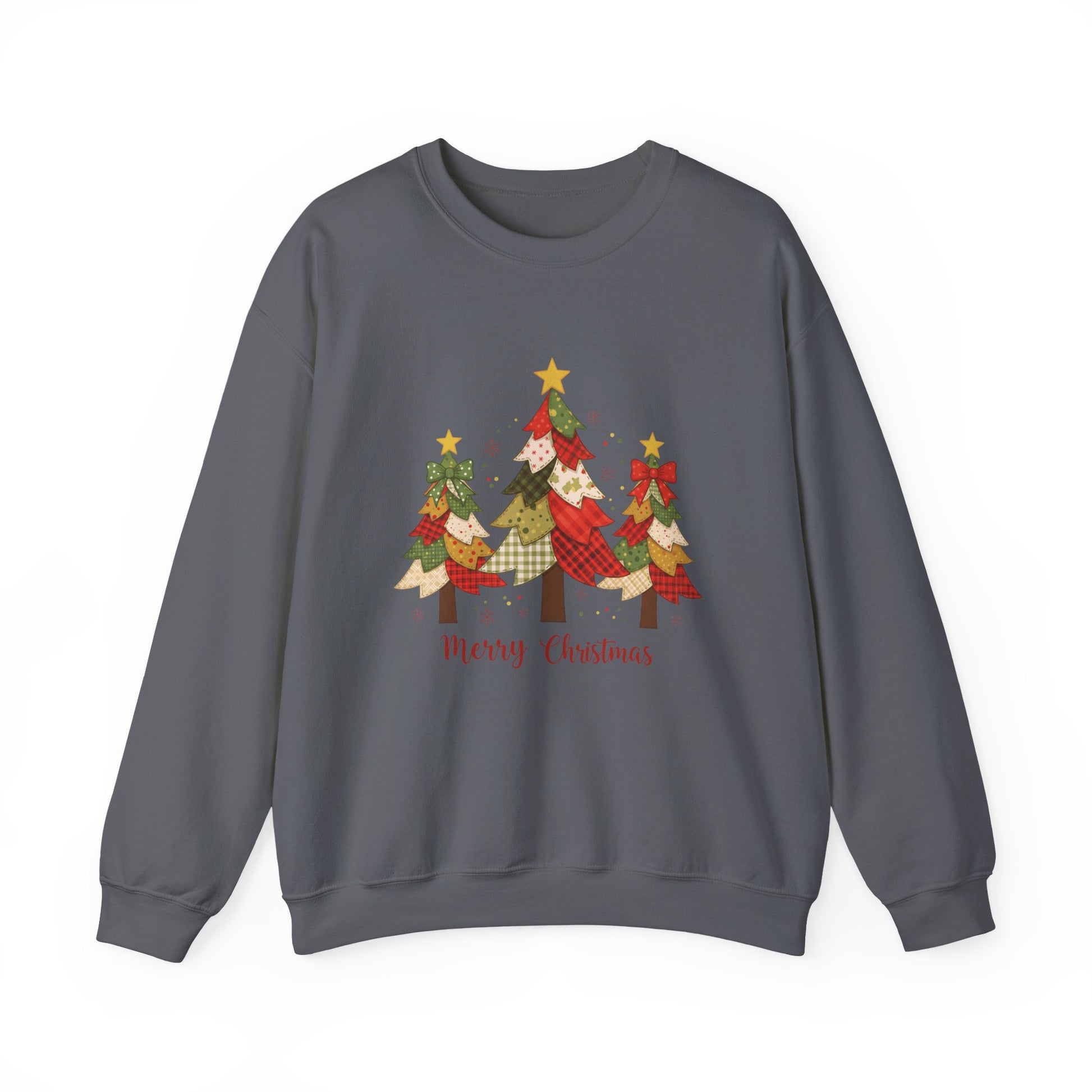 Christmas Tree Patchwork Quilt Style Sweatshirt, Merry Christmas Sweatshirt - PopCultureByDesign36