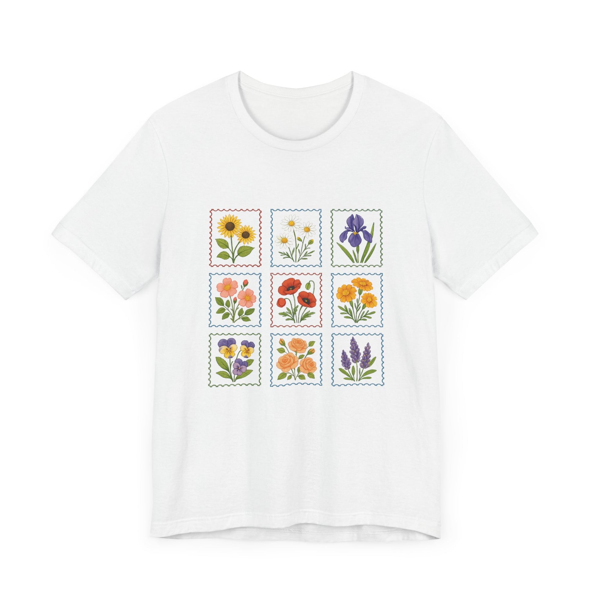 Summer Flower Stamp Tshirt, Vintage Postage Stamp Shirt, Aesthetic Summer Tee - PopCultureByDesign36