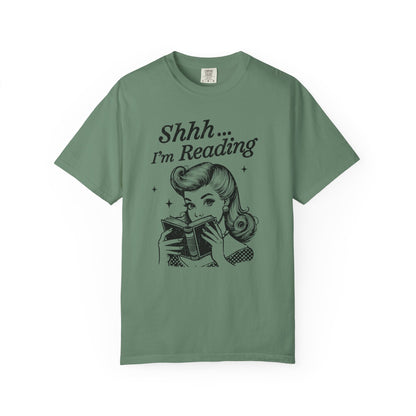 Shh I'm reading Comfort Colors® Unisex T-shirt, Book Lover Tee - PopCultureByDesign36
