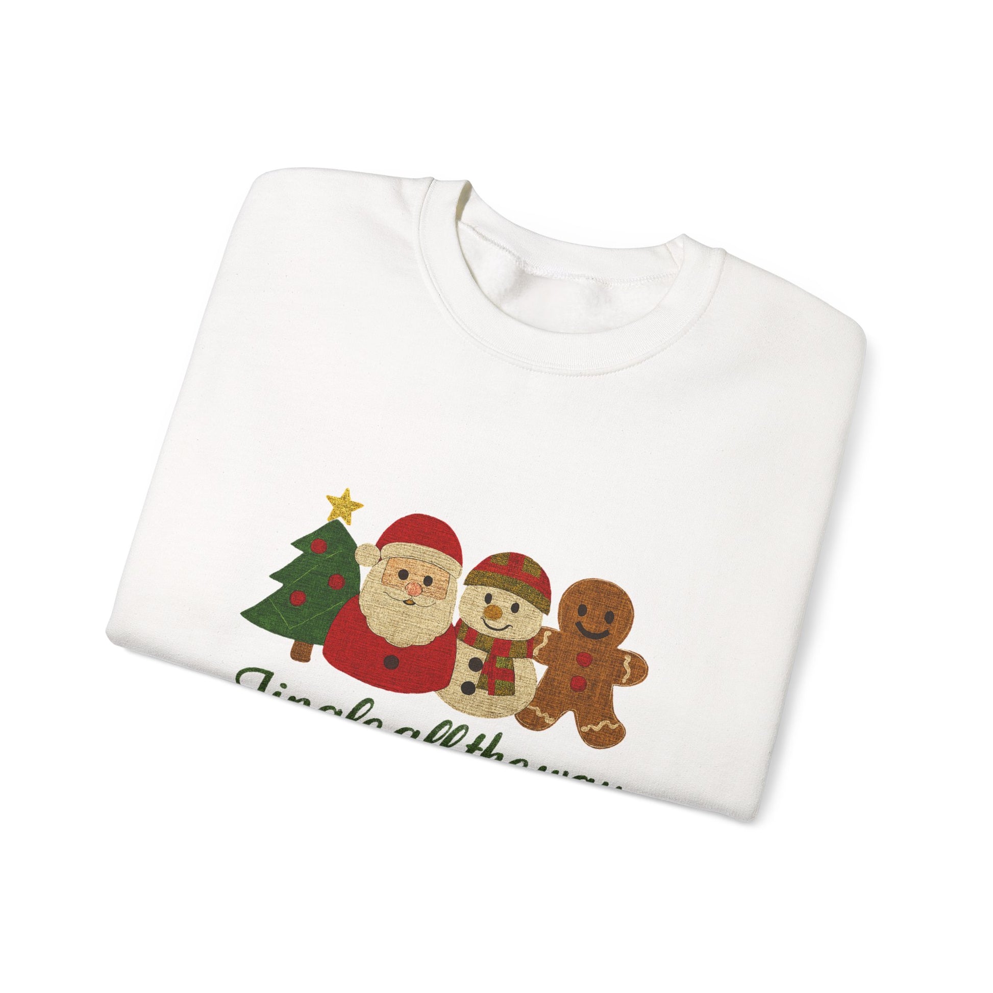 Christmas Jingle All the Way Sweatshirt, Santa Snowman Gingerbread Sweatshirt - PopCultureByDesign36