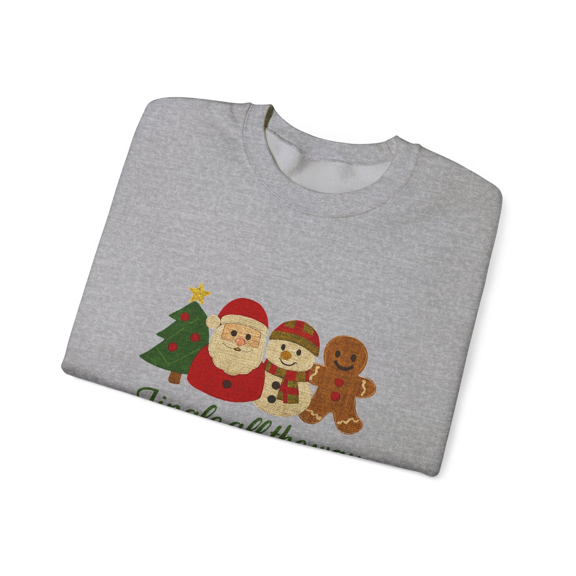 Christmas Jingle All the Way Sweatshirt, Santa Snowman Gingerbread Sweatshirt - PopCultureByDesign36