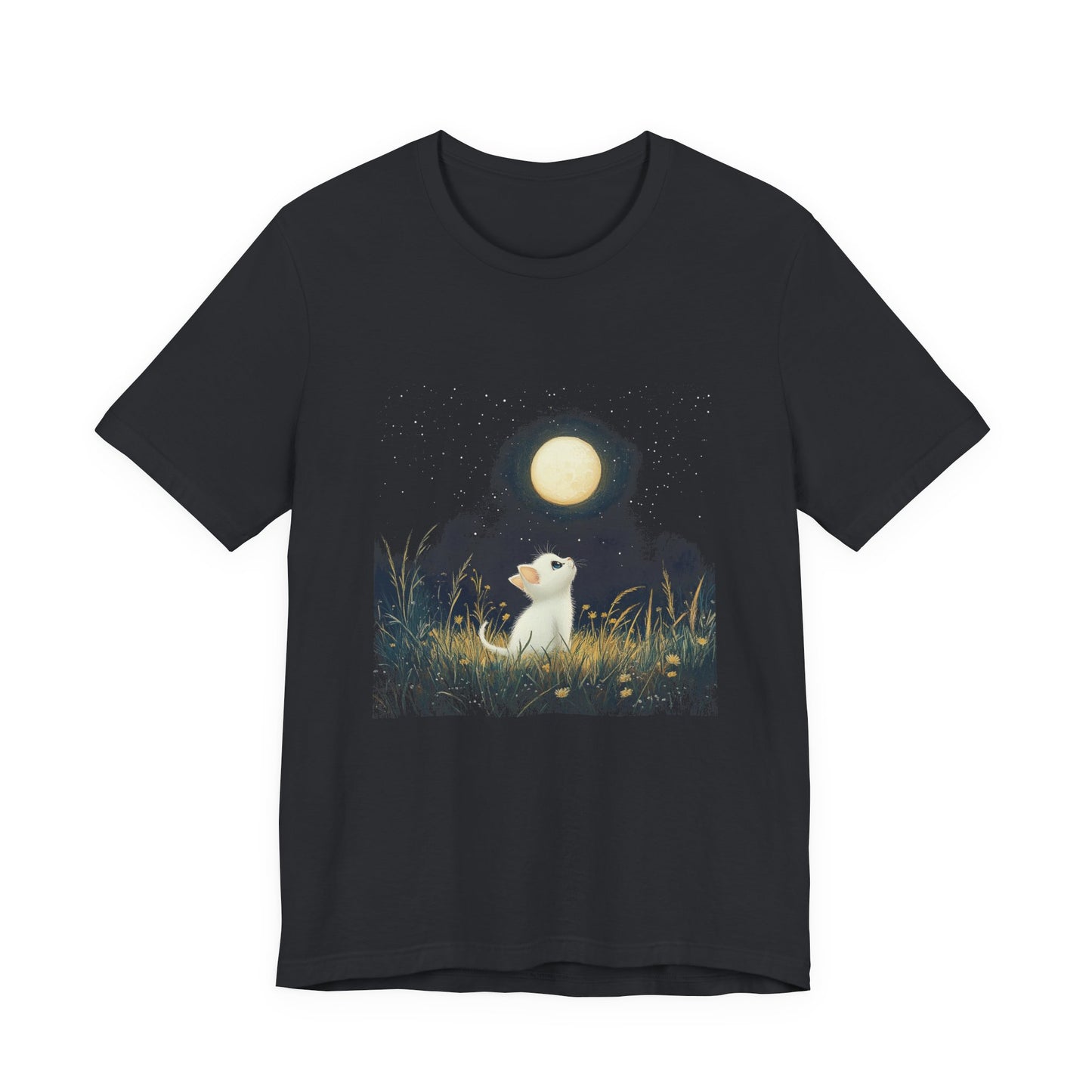 Retro Kitten Moon Tee Shirt, Cat Lover Gift, Moon Cat Top, Vintage Cat Shirt - PopCultureByDesign36