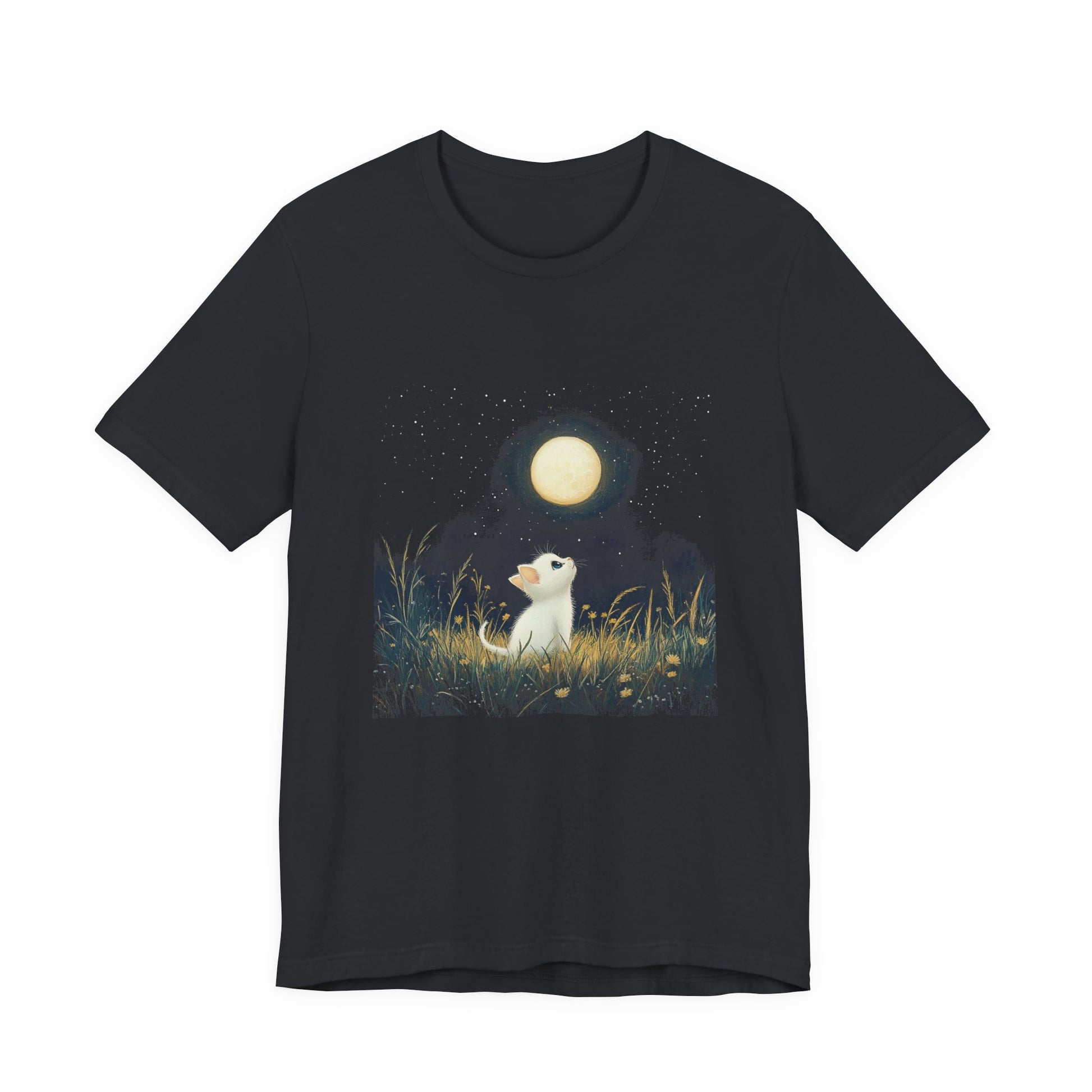 Retro Kitten Moon Tee Shirt, Cat Lover Gift, Moon Cat Top, Vintage Cat Shirt - PopCultureByDesign36