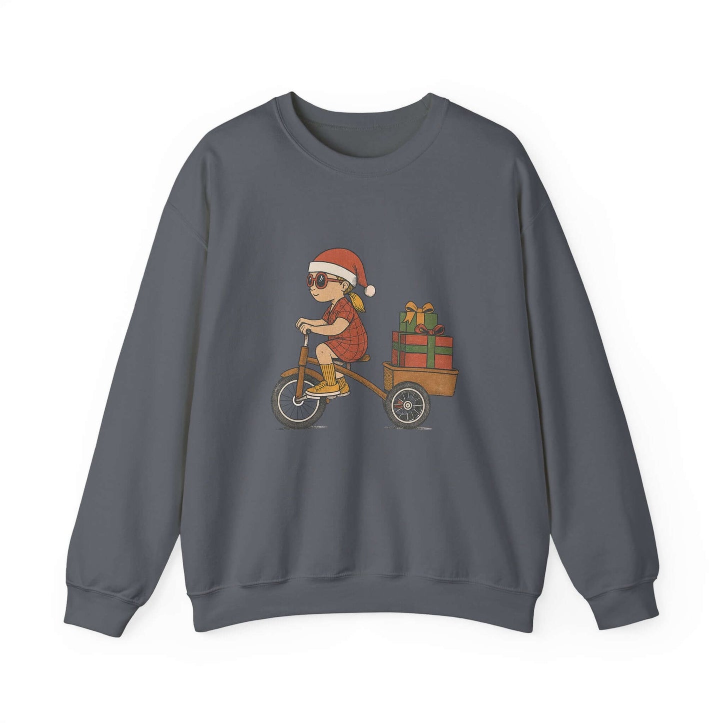 Christmas Bike Ride Sweatshirt, Santa Hat Daughter Gift