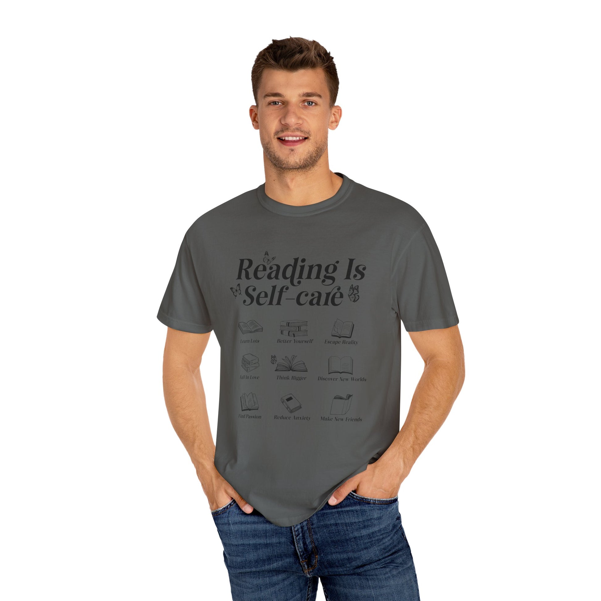 Book Lover Tee, Relaxation Vibes Shirt, Mindfulness Gift, Cozy Reading Top - PopCultureByDesign36