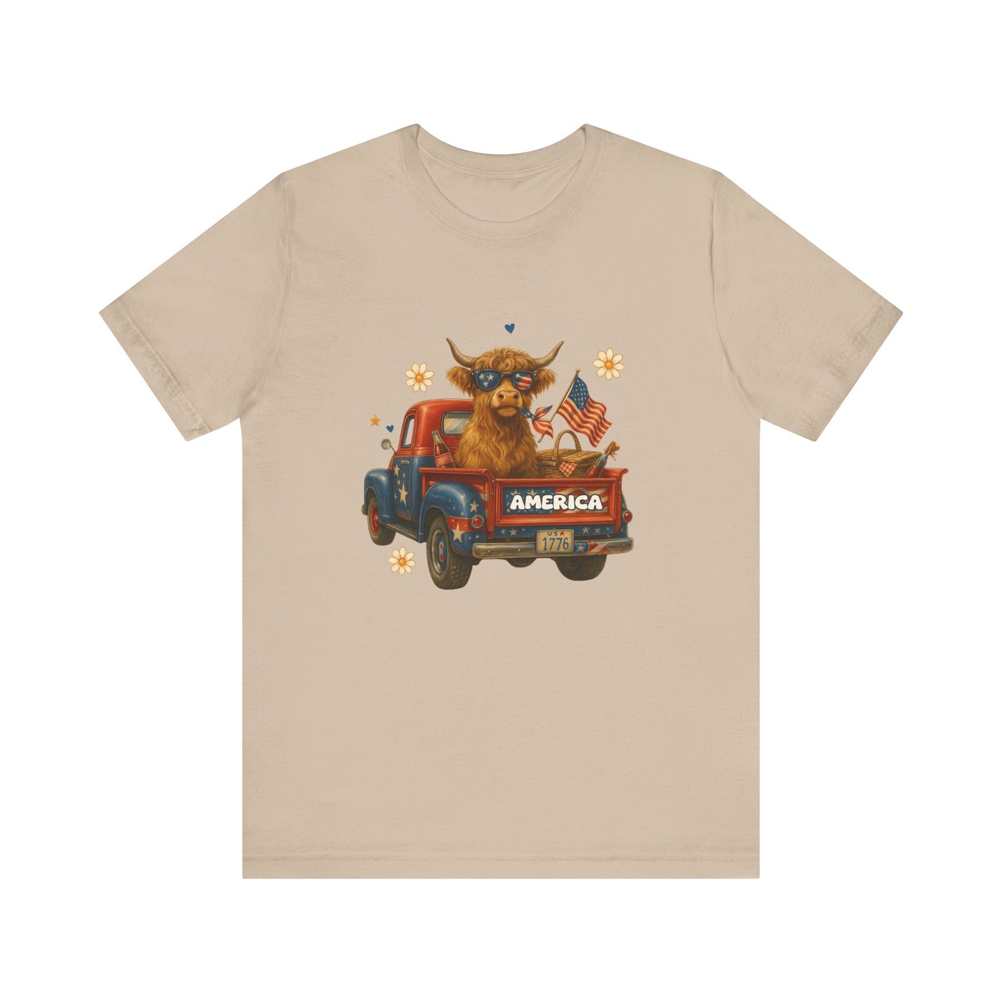 Highland Cow Fourth of July Funny Shirt, Scotland Farm Gift, Patriotic Cow T-Shirt - PopCultureByDesign36