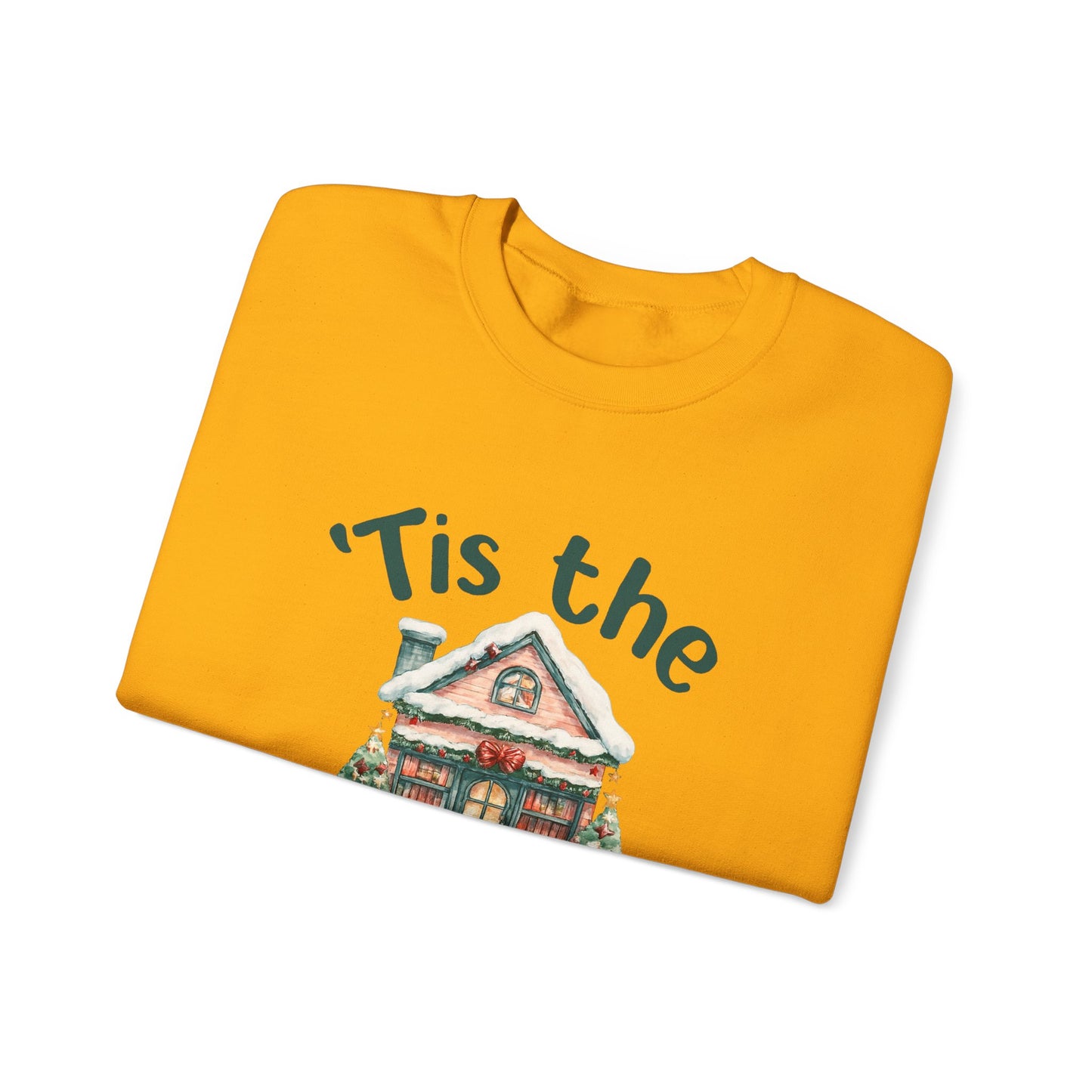 Tis The Season Cozy Christmas Cottage Sweatshirt, Holiday Bookstore Sweatshirt - PopCultureByDesign36