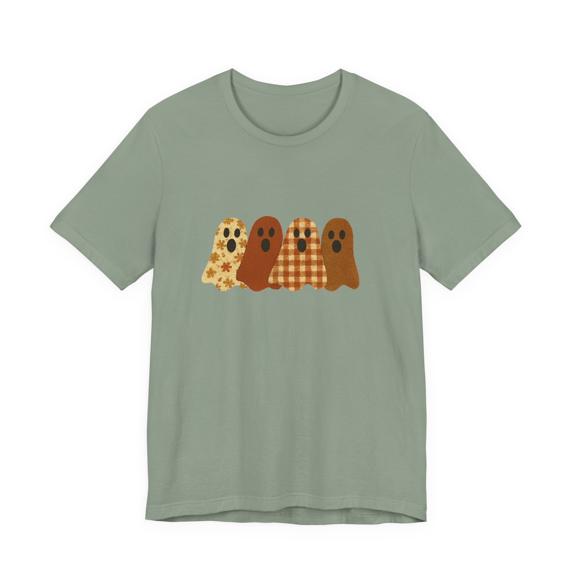 Funny Ghost Patchwork Tee, Cute Ghost Shirt, Boho Halloween Shirt - PopCultureByDesign36