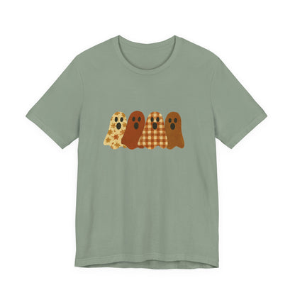 Funny Ghost Patchwork Tee, Cute Ghost Shirt, Boho Halloween Shirt - PopCultureByDesign36