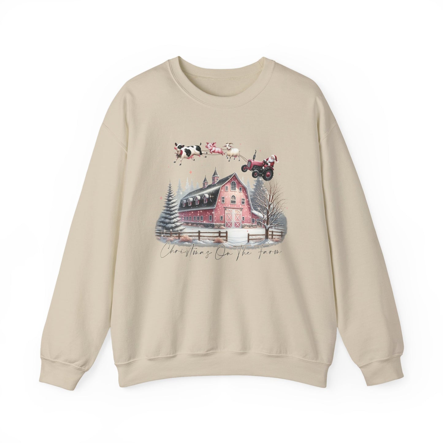 Christmas on the Farm Sweatshirt, Santa Tractor Farmhouse Tee - PopCultureByDesign36