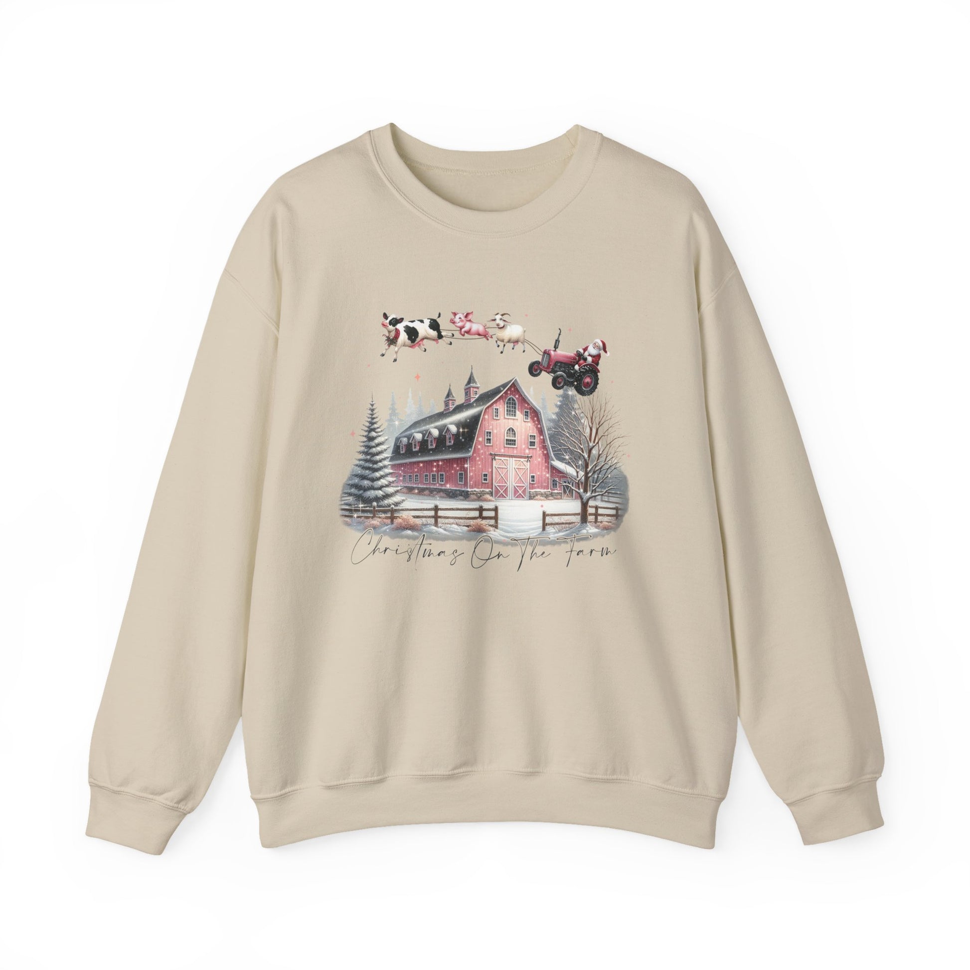 Christmas on the Farm Sweatshirt, Santa Tractor Farmhouse Tee - PopCultureByDesign36
