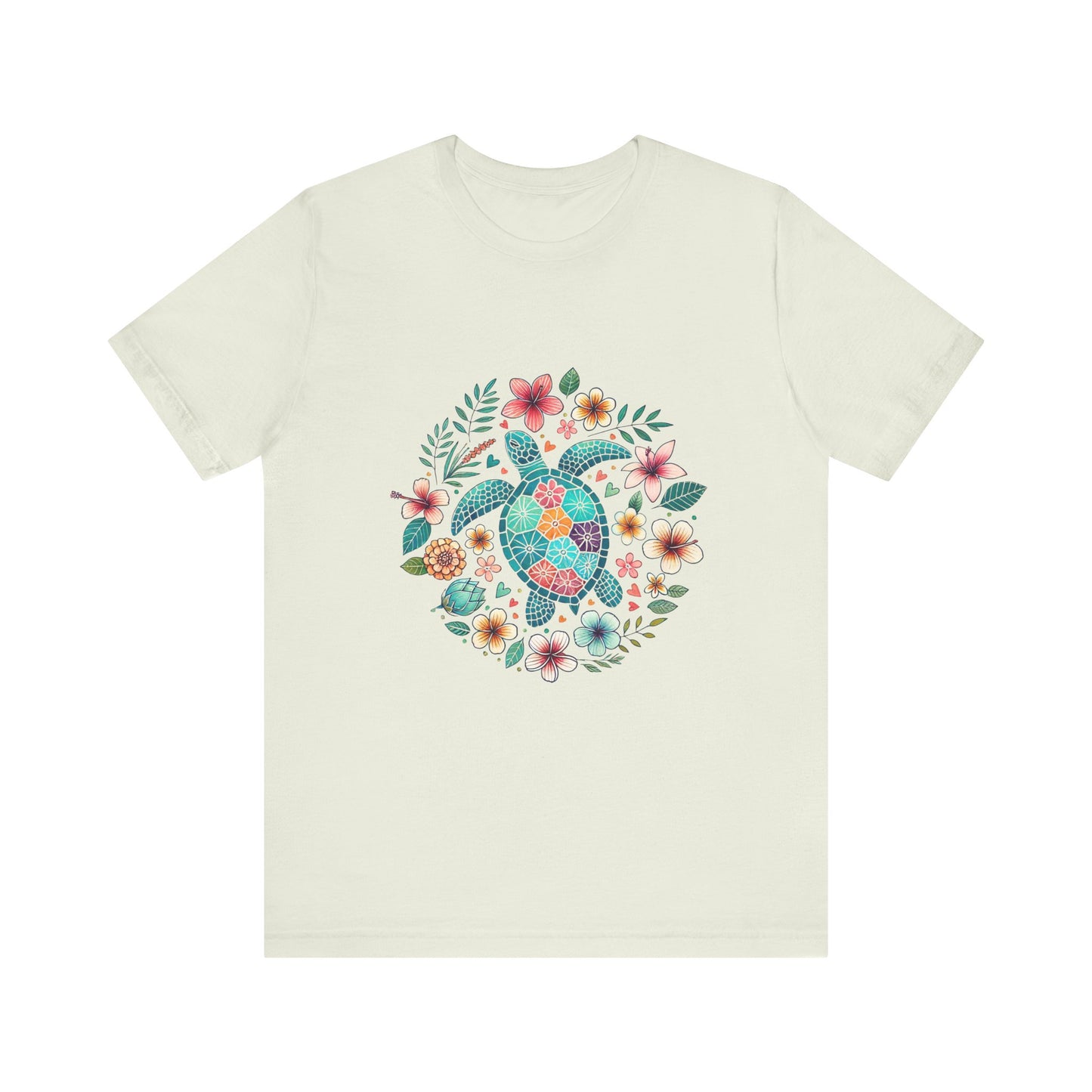 Turtle Ocean Sun T-Shirt, Floral Turtle Shirt, Boho Beach Tshirt - PopCultureByDesign36