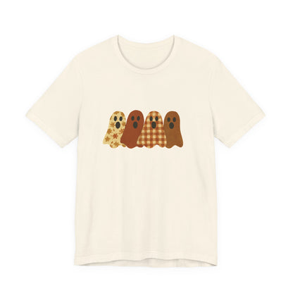 Funny Ghost Patchwork Tee, Cute Ghost Shirt, Boho Halloween Shirt - PopCultureByDesign36