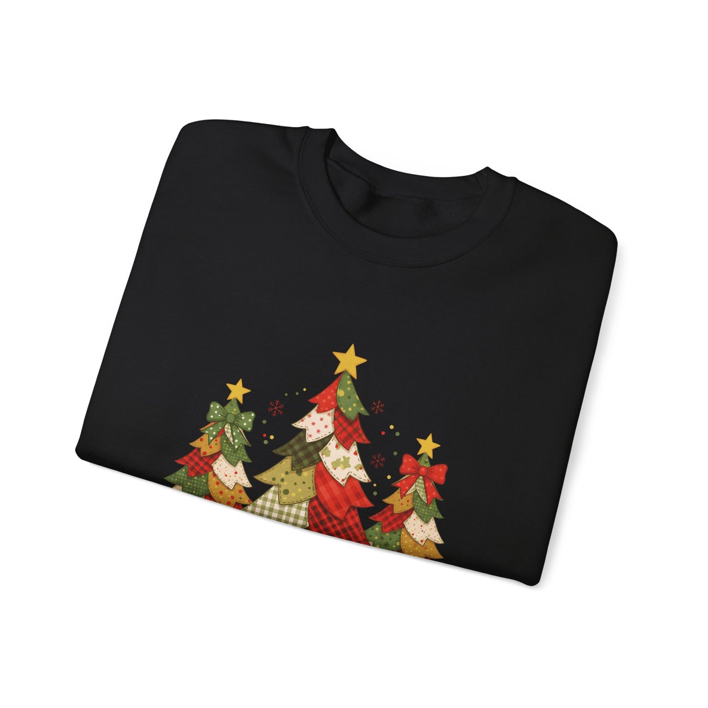 Christmas Tree Patchwork Quilt Style Sweatshirt, Merry Christmas Sweatshirt - PopCultureByDesign36