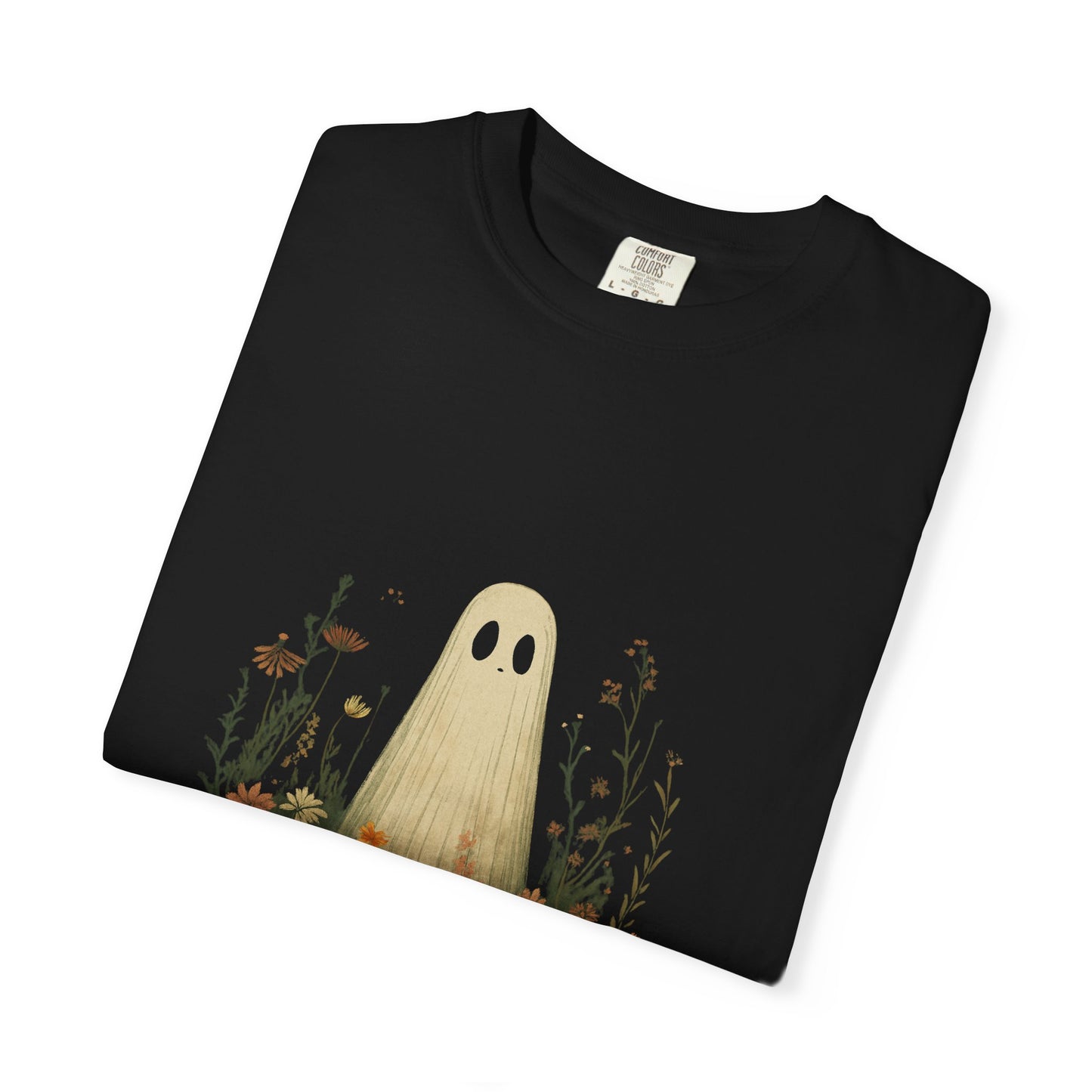 Comfort Colors® Cute Ghost in Wildflowers Shirt, Halloween Floral Tee - PopCultureByDesign36