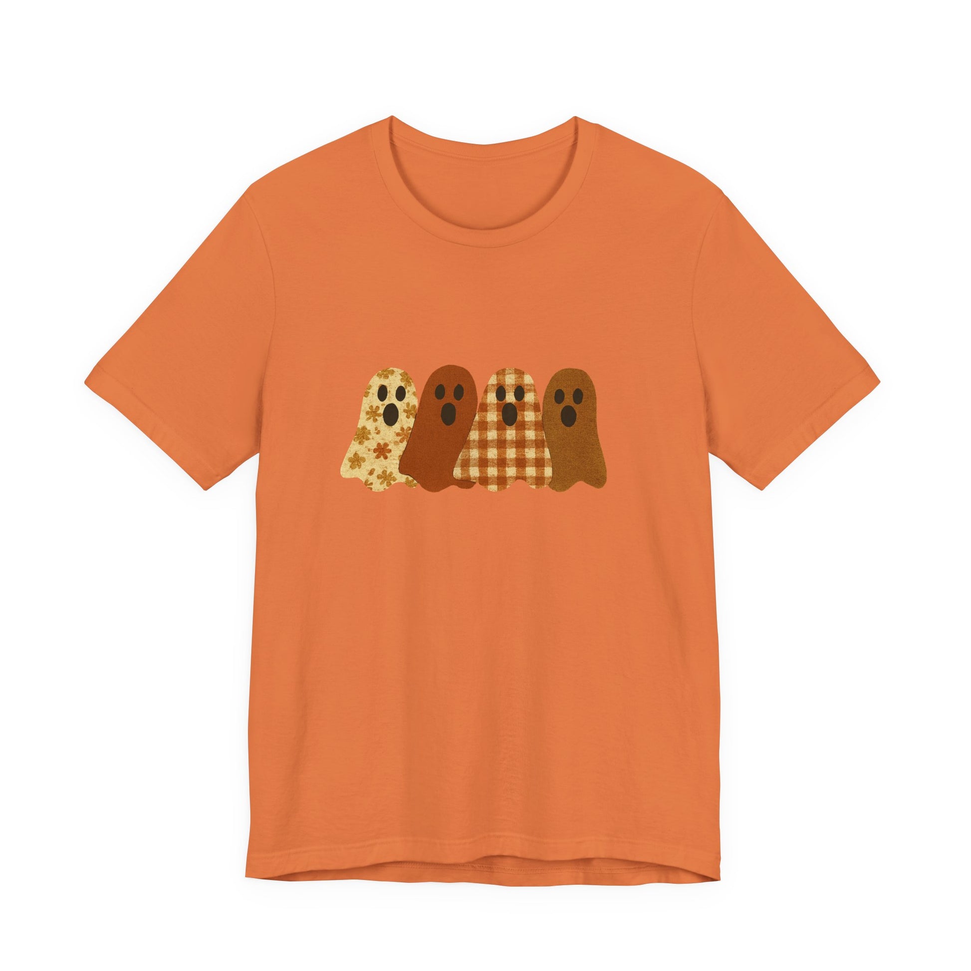 Funny Ghost Patchwork Tee, Cute Ghost Shirt, Boho Halloween Shirt - PopCultureByDesign36