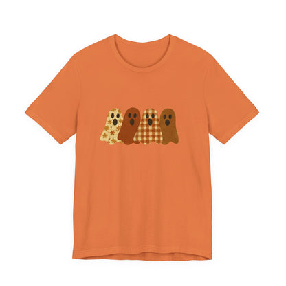 Funny Ghost Patchwork Tee, Cute Ghost Shirt, Boho Halloween Shirt - PopCultureByDesign36