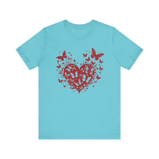 Butterfly Heart Valentines Day Shirt, Butterfly Valentine Tee, Cute Heart T-Shirt - PopCultureByDesign36