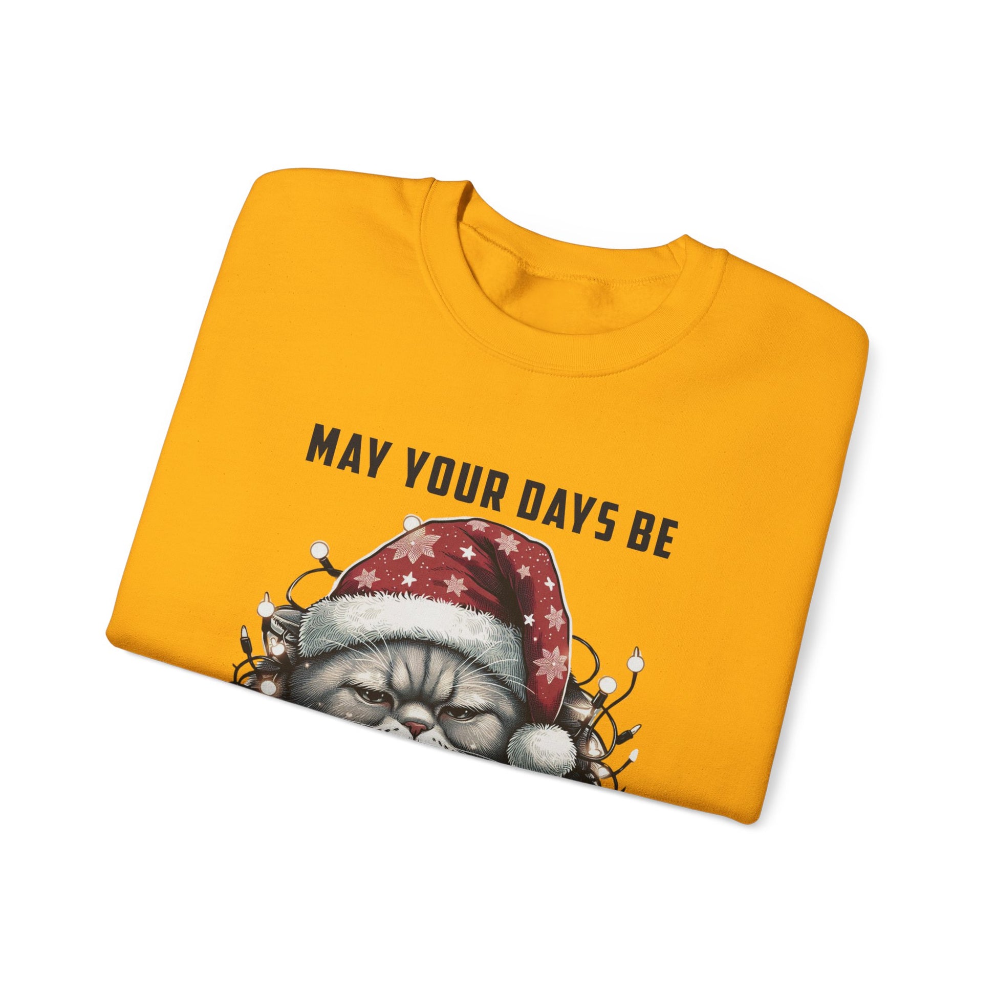 May Your Days Be Merry And Bright, Christmas Cat Sweatshirt, Holiday Cat - PopCultureByDesign36