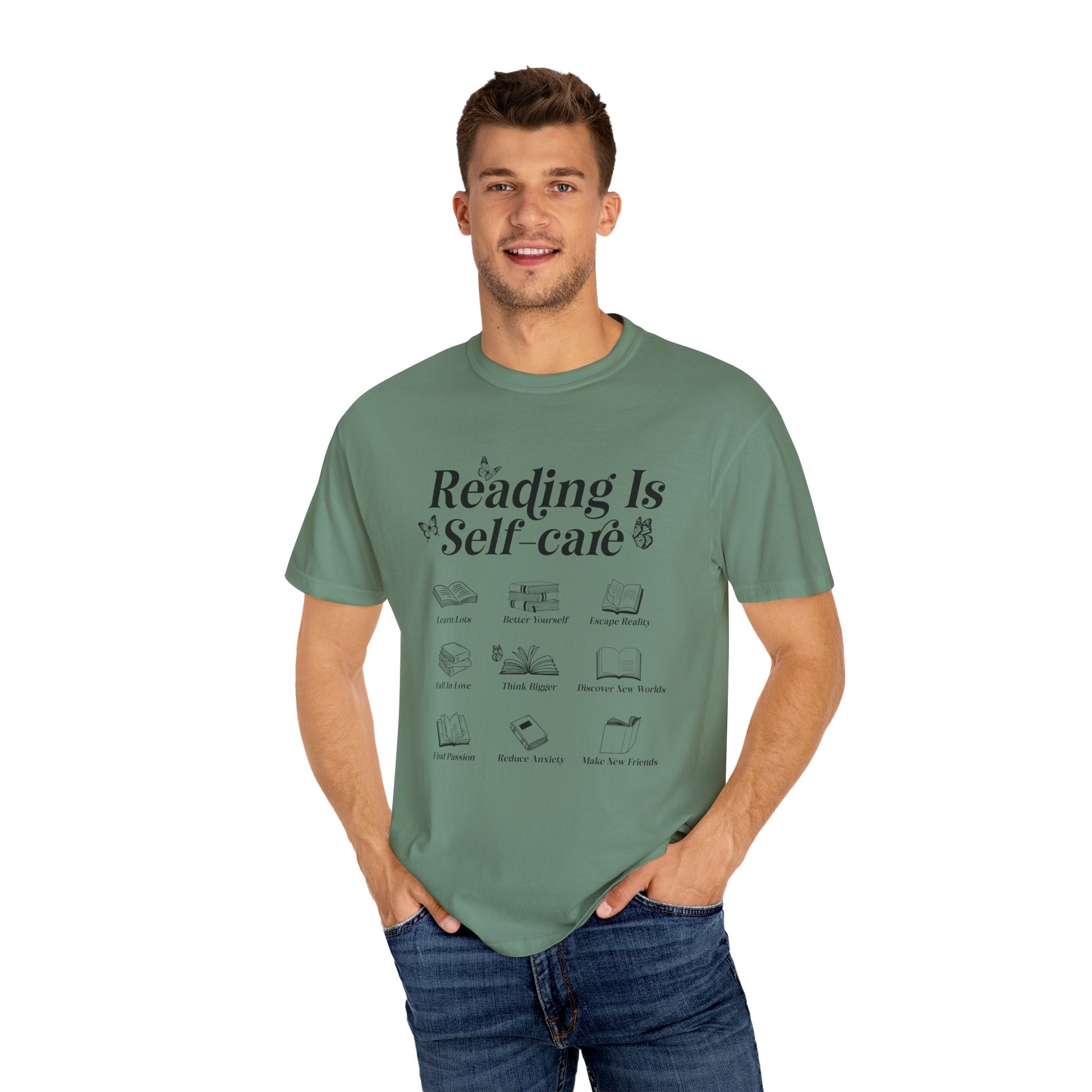 Book Lover Tee, Relaxation Vibes Shirt, Mindfulness Gift, Cozy Reading Top - PopCultureByDesign36