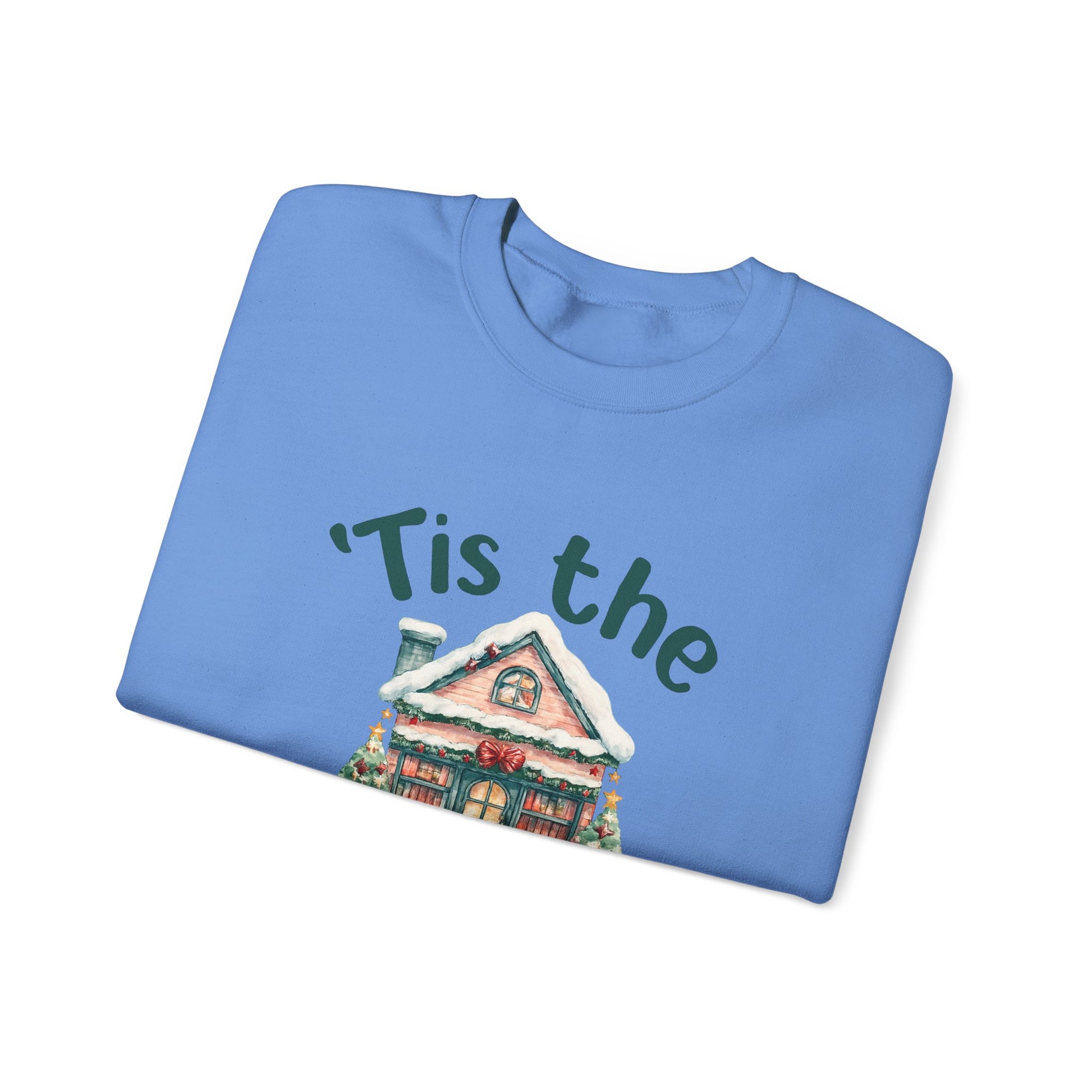 Tis The Season Cozy Christmas Cottage Sweatshirt, Holiday Bookstore Sweatshirt - PopCultureByDesign36