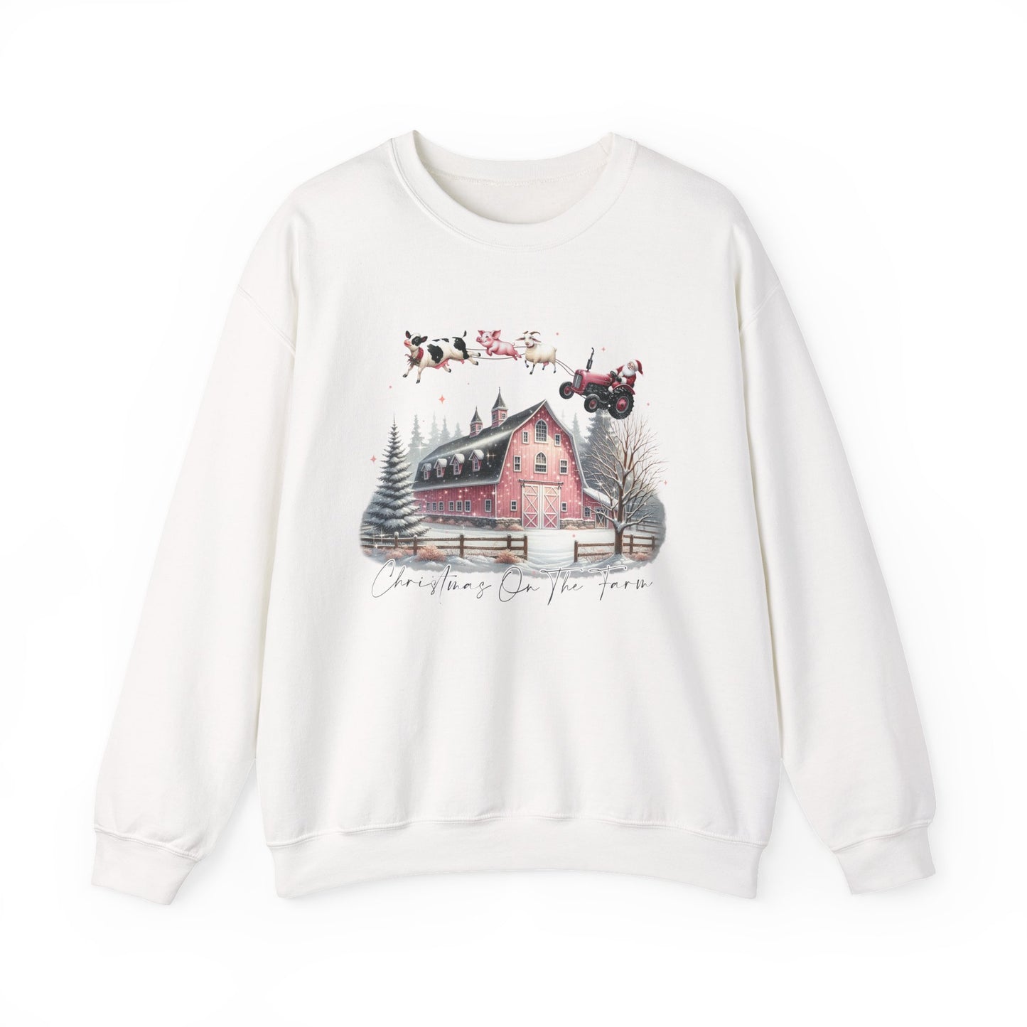Christmas on the Farm Sweatshirt, Santa Tractor Farmhouse Tee - PopCultureByDesign36