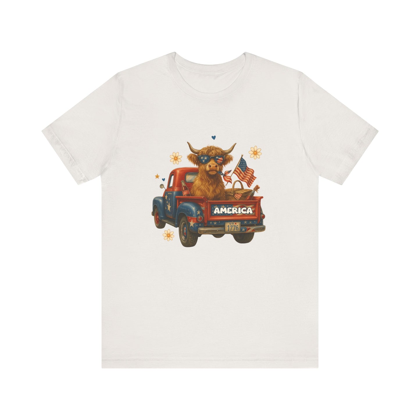 Highland Cow Fourth of July Funny Shirt, Scotland Farm Gift, Patriotic Cow T-Shirt - PopCultureByDesign36