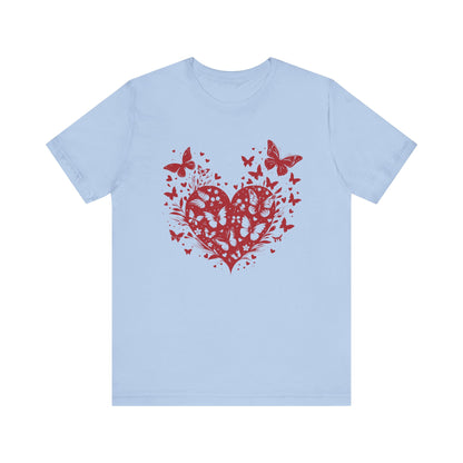 Butterfly Heart Valentines Day Shirt, Butterfly Valentine Tee, Cute Heart T-Shirt - PopCultureByDesign36
