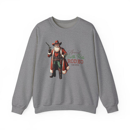 North Pole Rodeo Sweatshirt, Cowboy Santa Sweatshirt, Horseback Santa Clause - PopCultureByDesign36