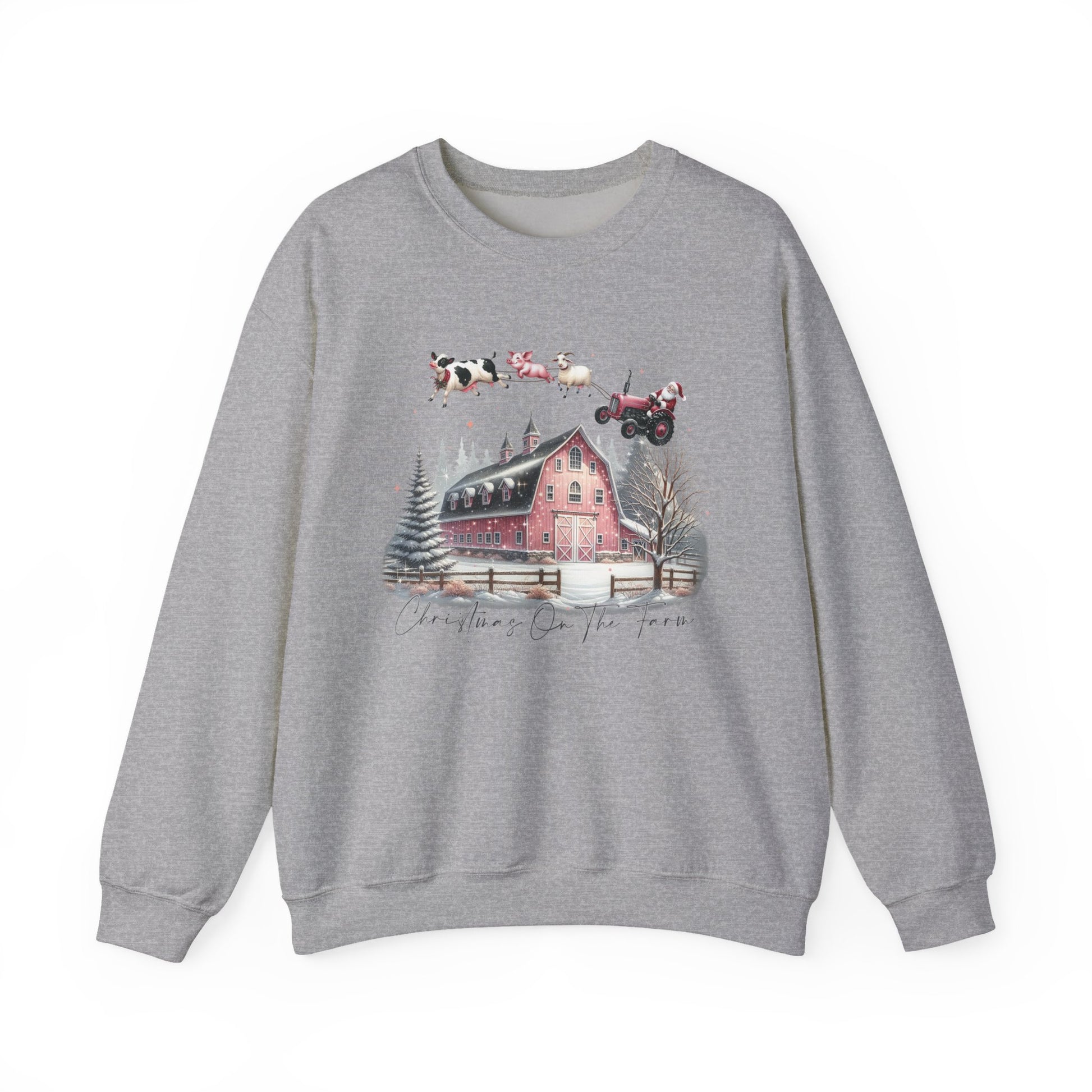 Christmas on the Farm Sweatshirt, Santa Tractor Farmhouse Tee - PopCultureByDesign36