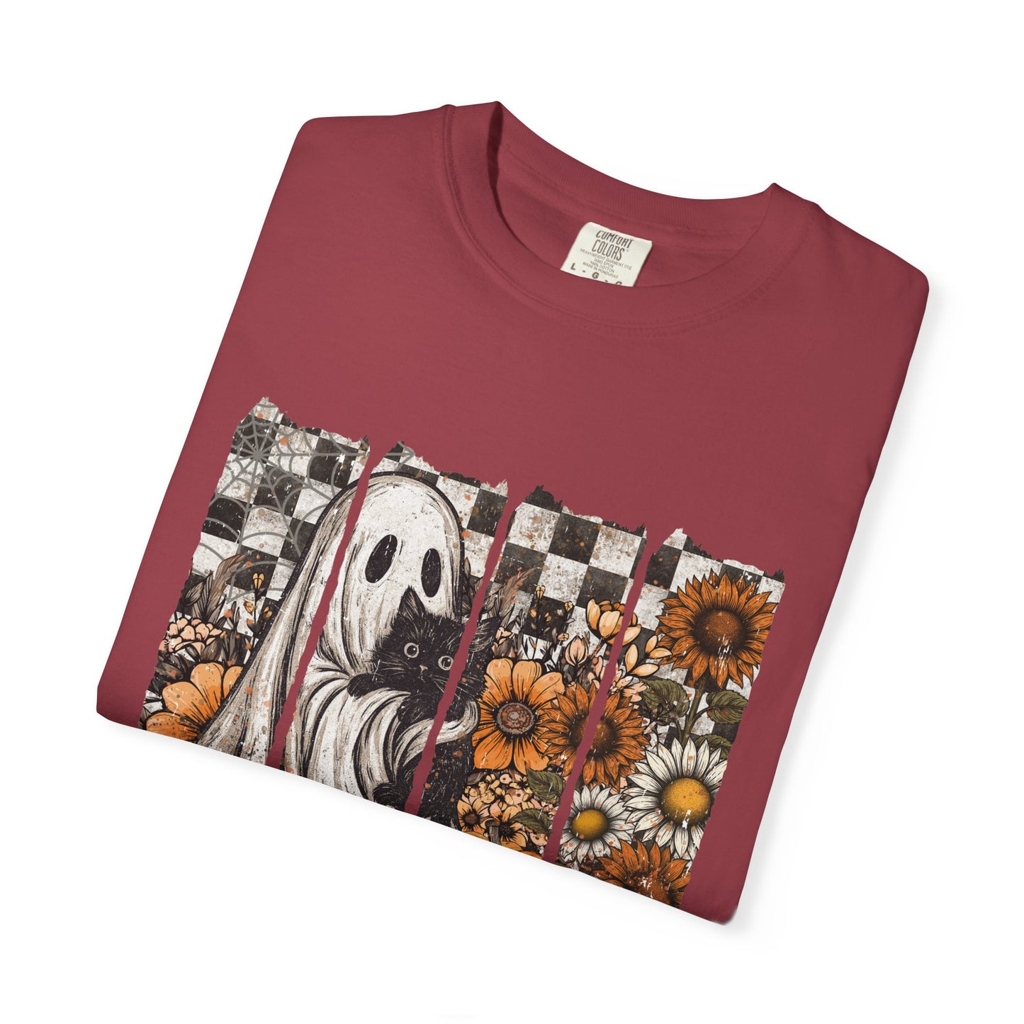 Comfort Colors Cute Strip Ghost Shirt, Halloween Costume, Vintage Vibe - PopCultureByDesign36