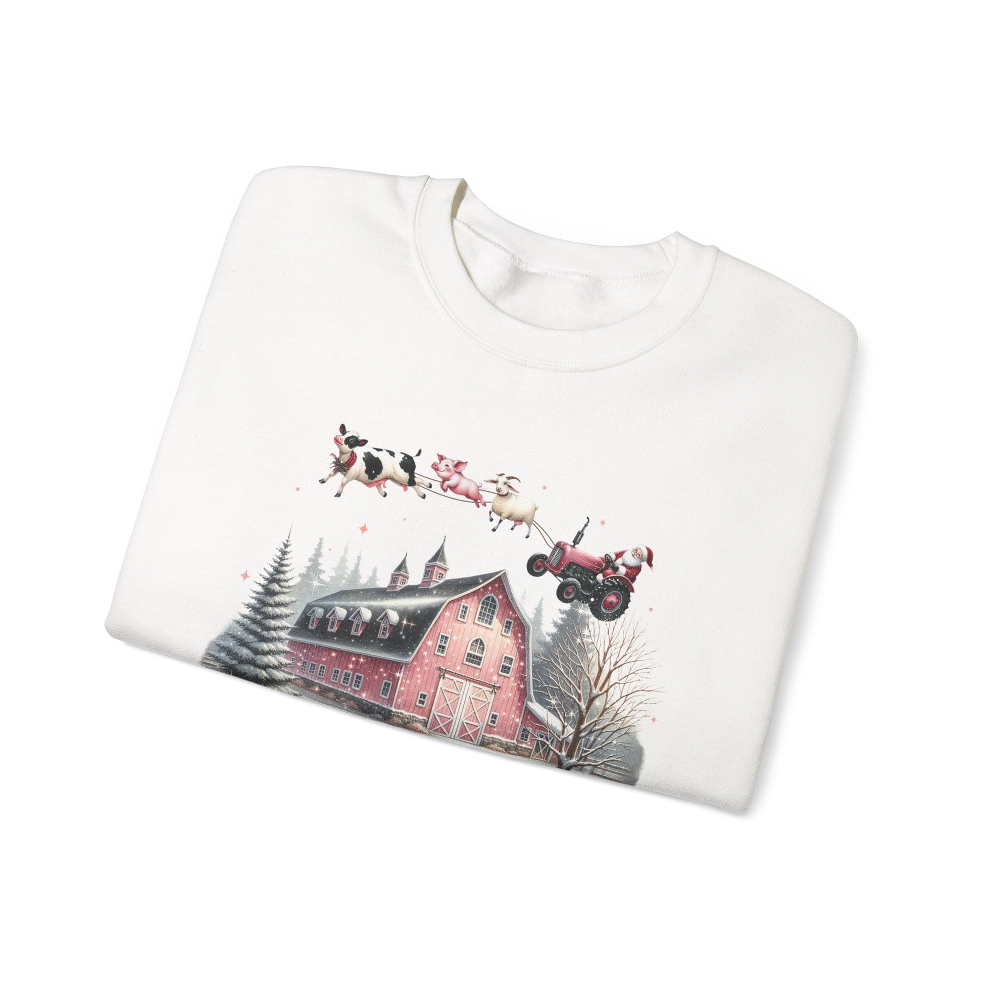 Christmas on the Farm Sweatshirt, Santa Tractor Farmhouse Tee - PopCultureByDesign36