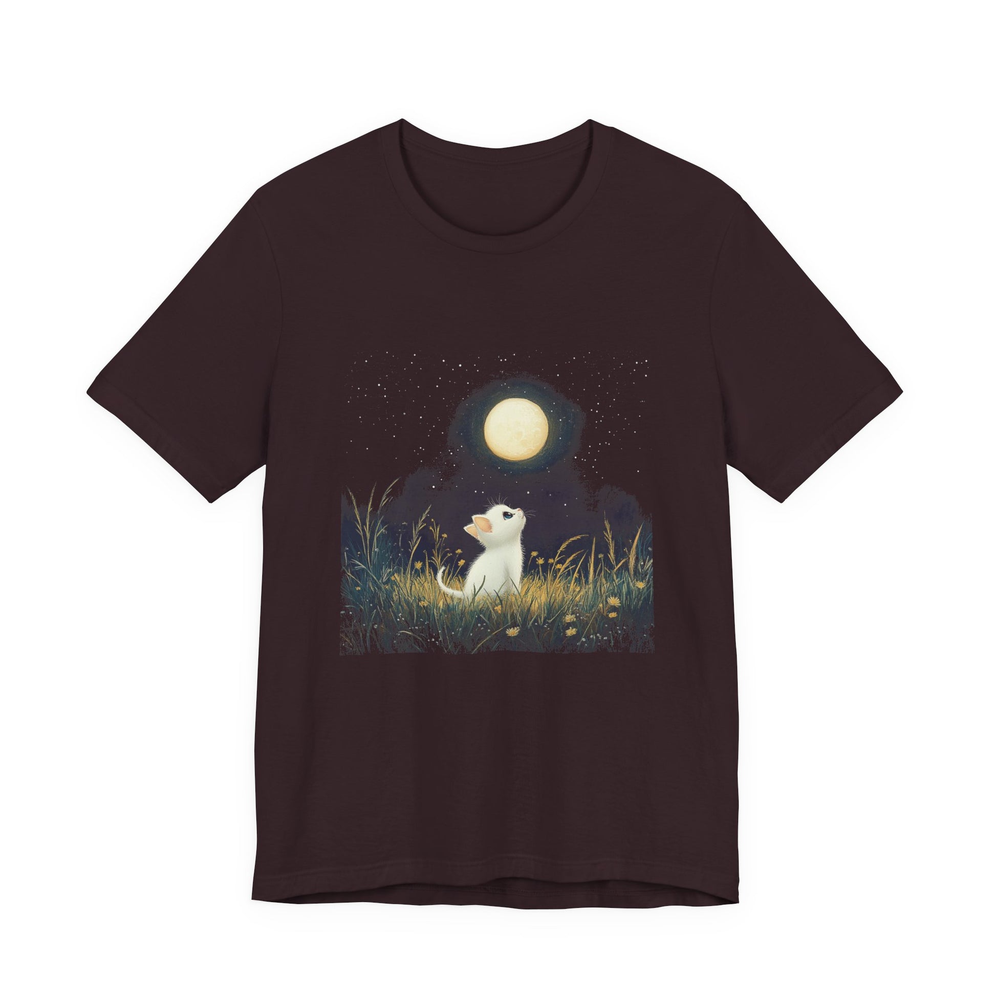Retro Kitten Moon Tee Shirt, Cat Lover Gift, Moon Cat Top, Vintage Cat Shirt - PopCultureByDesign36