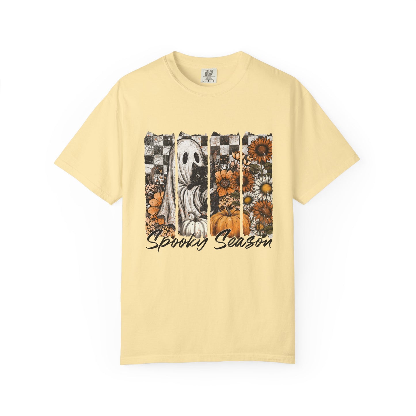 Comfort Colors Cute Strip Ghost Shirt, Halloween Costume, Vintage Vibe - PopCultureByDesign36