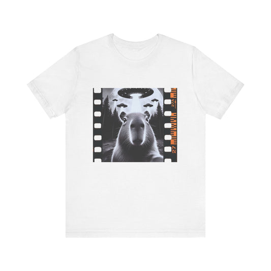 Capybara UFO Funny Tshirt, Cool Capybaras Meme T-Shirt, Alien Abduction Gift Tee - PopCultureByDesign36