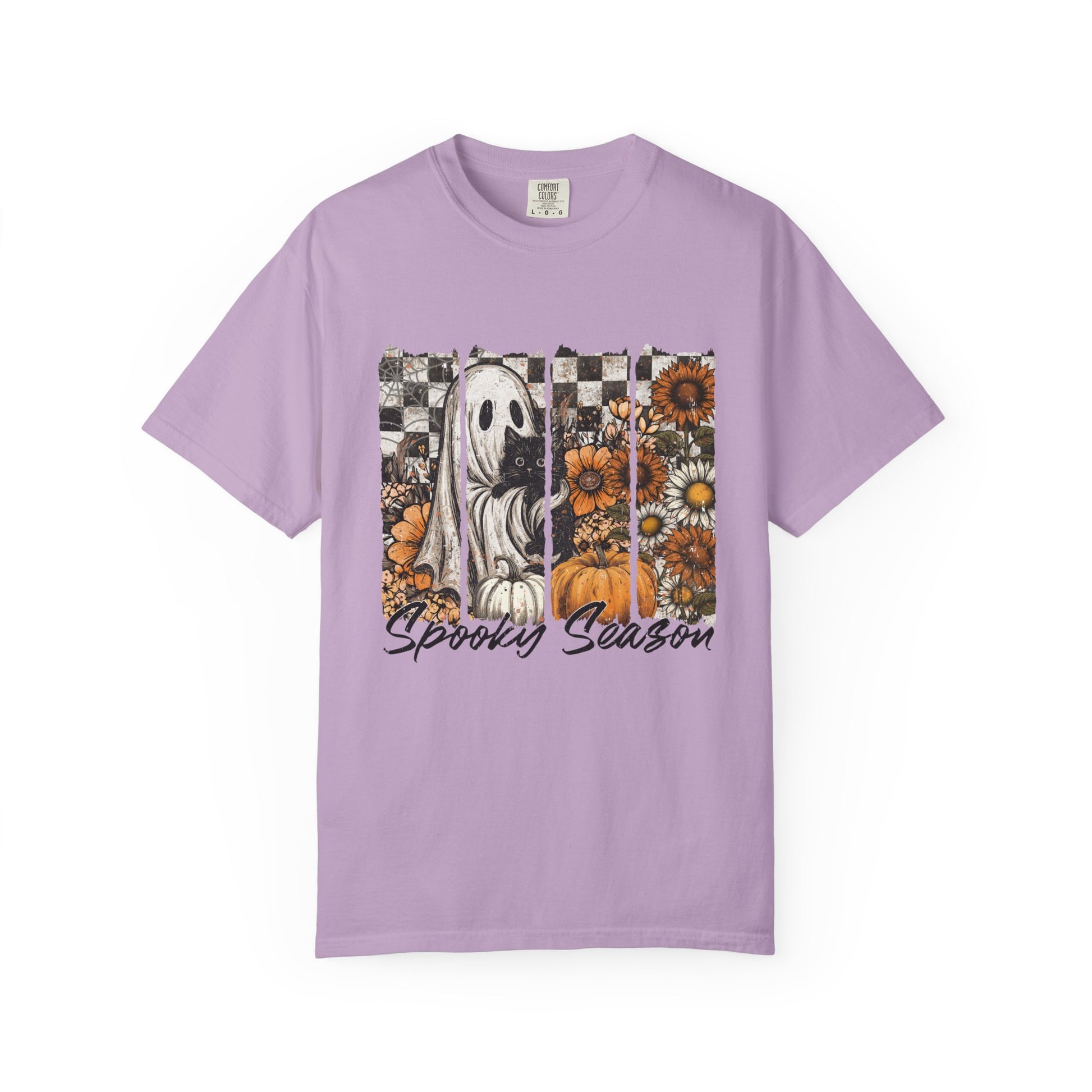 Comfort Colors Cute Strip Ghost Shirt, Halloween Costume, Vintage Vibe - PopCultureByDesign36