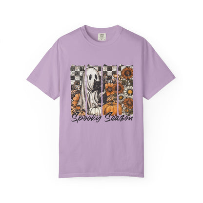 Comfort Colors Cute Strip Ghost Shirt, Halloween Costume, Vintage Vibe - PopCultureByDesign36