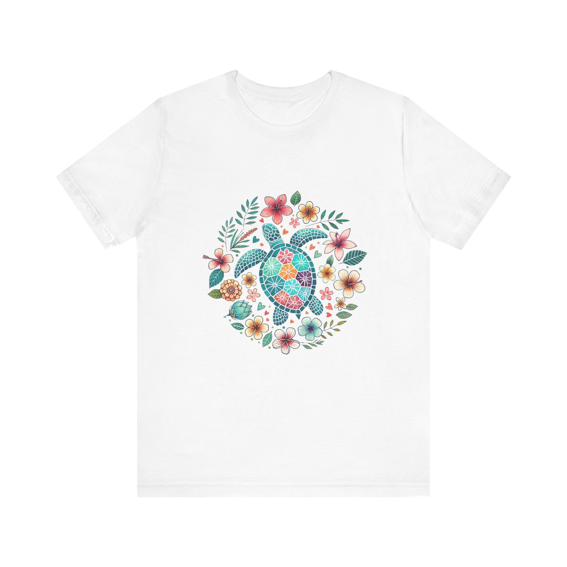 Turtle Ocean Sun T-Shirt, Floral Turtle Shirt, Boho Beach Tshirt - PopCultureByDesign36
