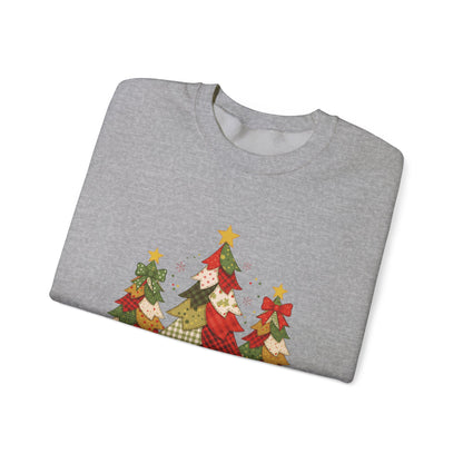 Christmas Tree Patchwork Quilt Style Sweatshirt, Merry Christmas Sweatshirt - PopCultureByDesign36
