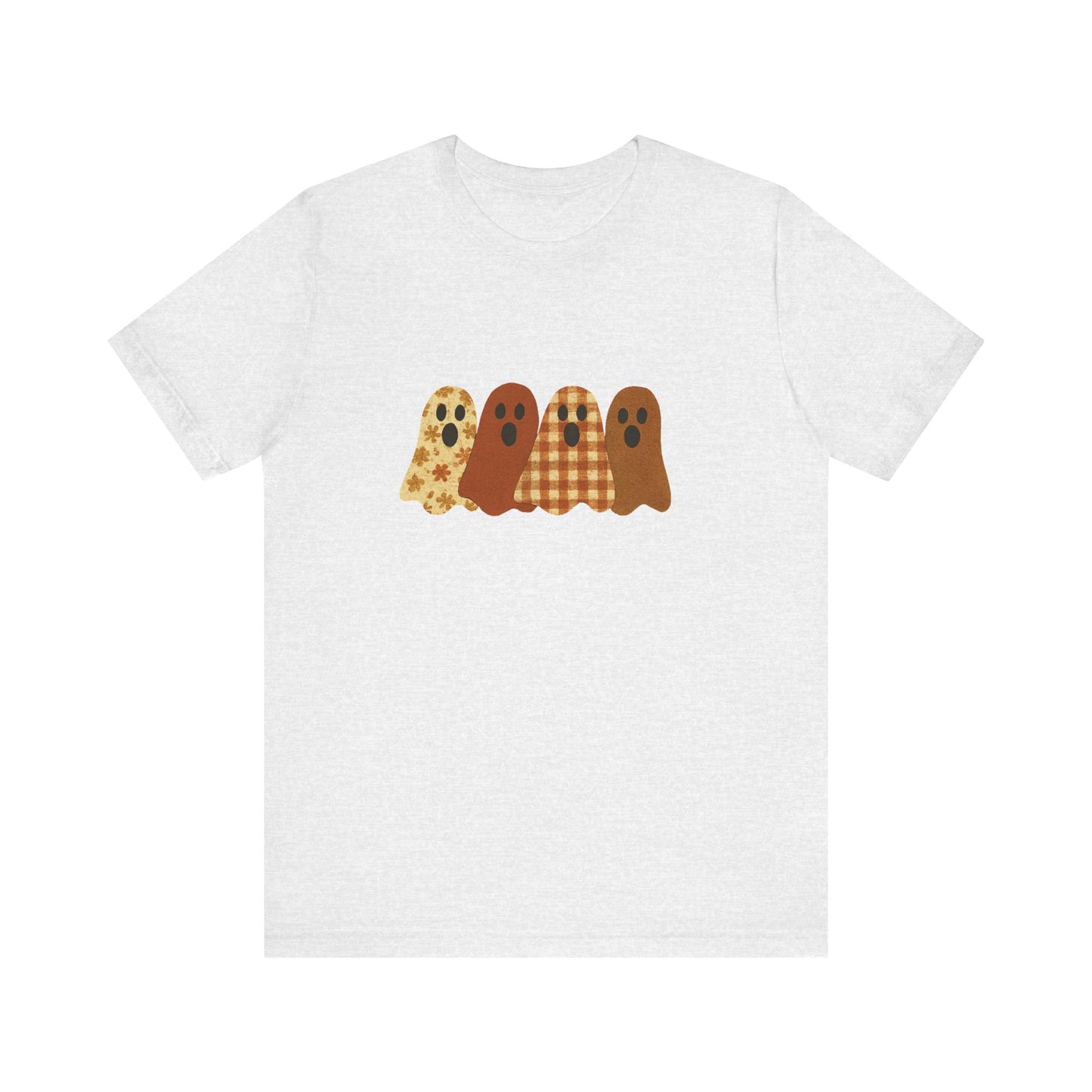 Funny Ghost Patchwork Tee, Cute Ghost Shirt, Boho Halloween Shirt - PopCultureByDesign36