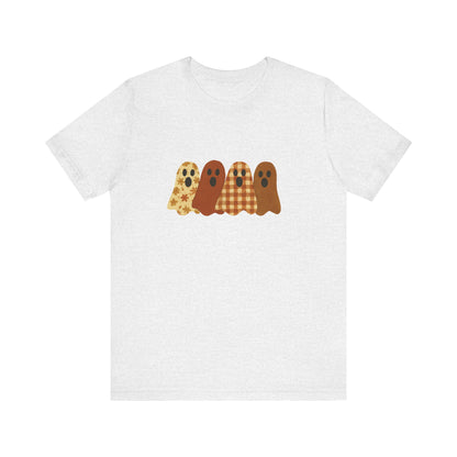 Funny Ghost Patchwork Tee, Cute Ghost Shirt, Boho Halloween Shirt - PopCultureByDesign36