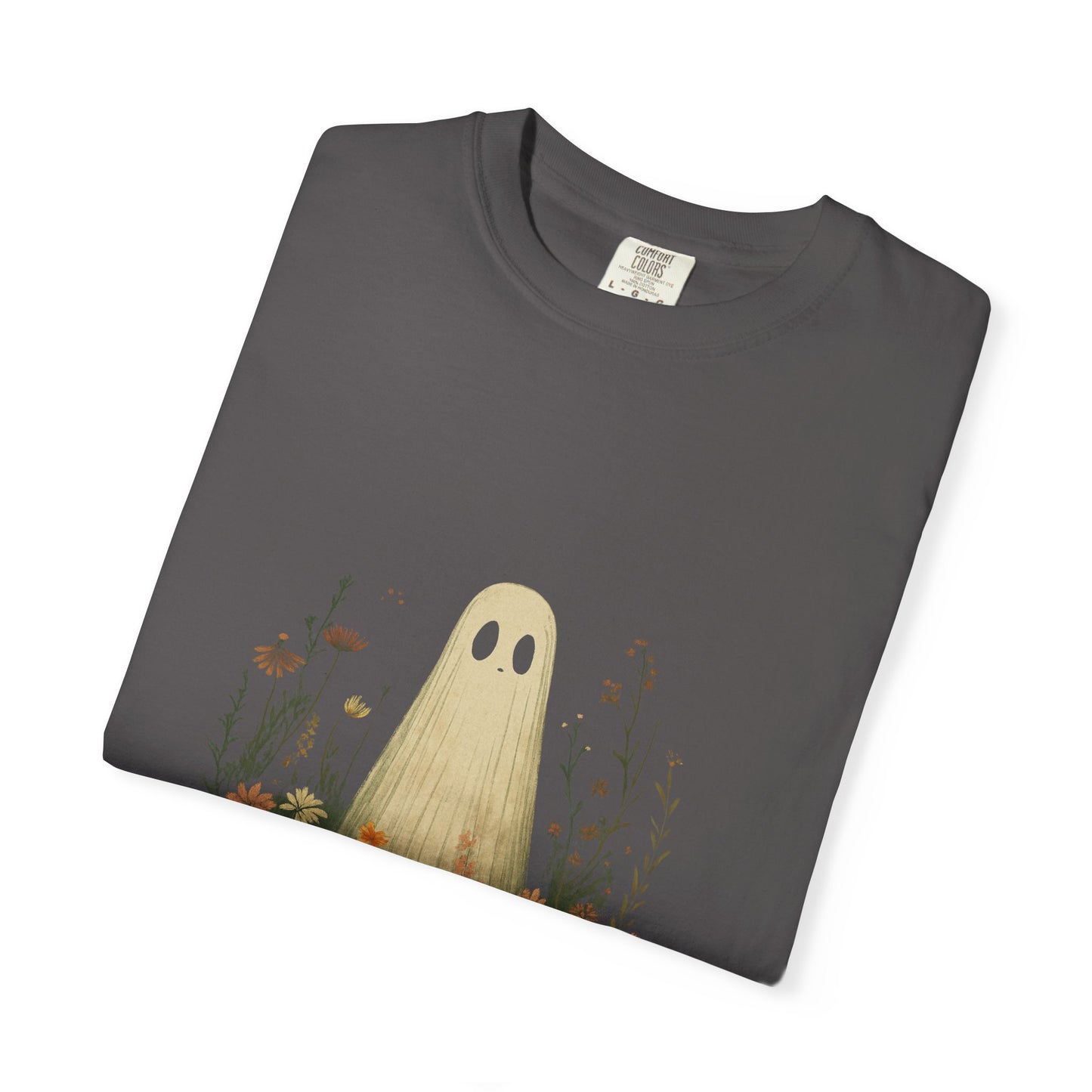 Comfort Colors® Cute Ghost in Wildflowers Shirt, Halloween Floral Tee - PopCultureByDesign36