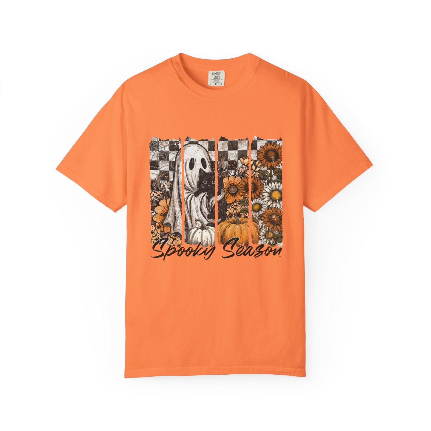Comfort Colors Cute Strip Ghost Shirt, Halloween Costume, Vintage Vibe - PopCultureByDesign36