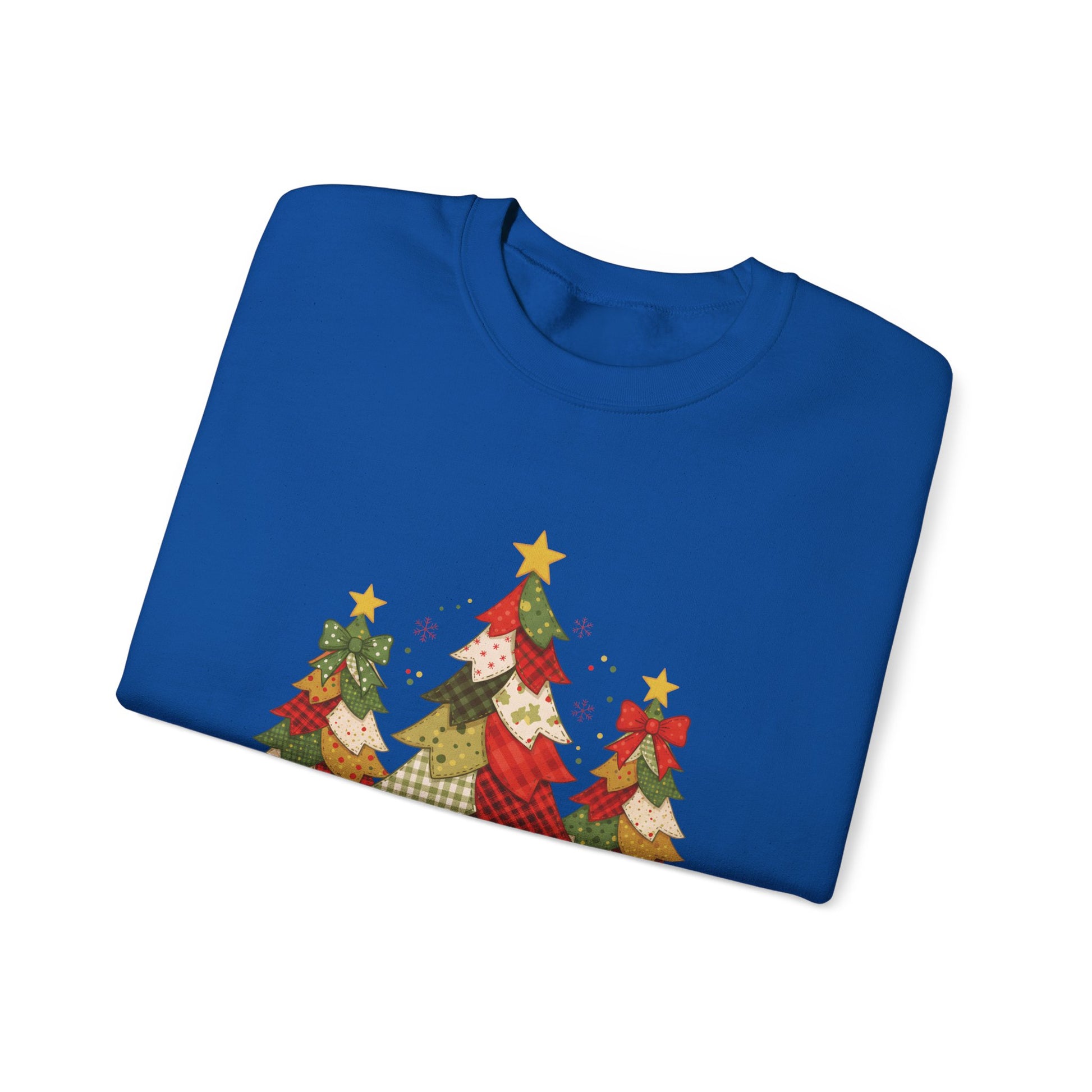 Christmas Tree Patchwork Quilt Style Sweatshirt, Merry Christmas Sweatshirt - PopCultureByDesign36