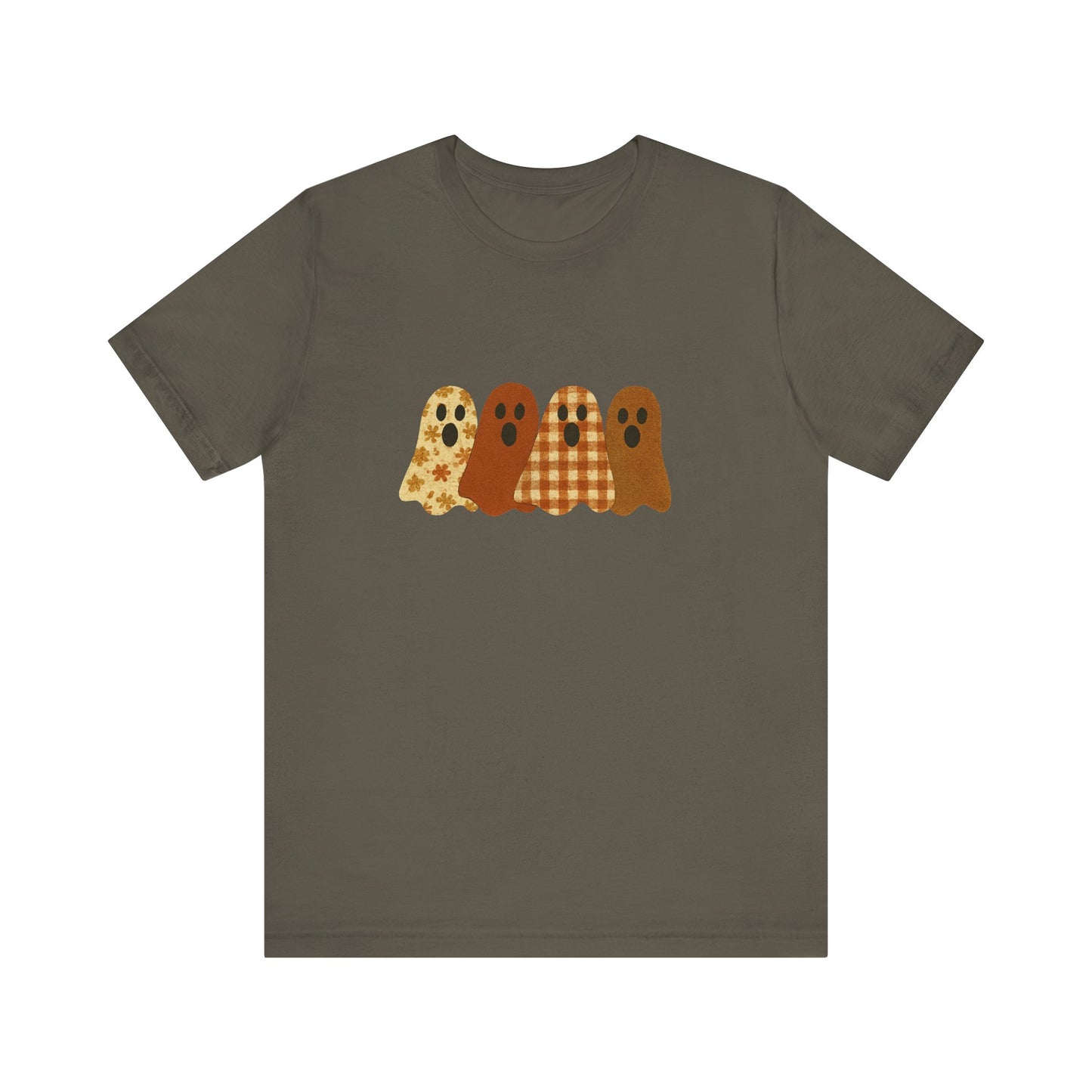 Funny Ghost Patchwork Tee, Cute Ghost Shirt, Boho Halloween Shirt - PopCultureByDesign36